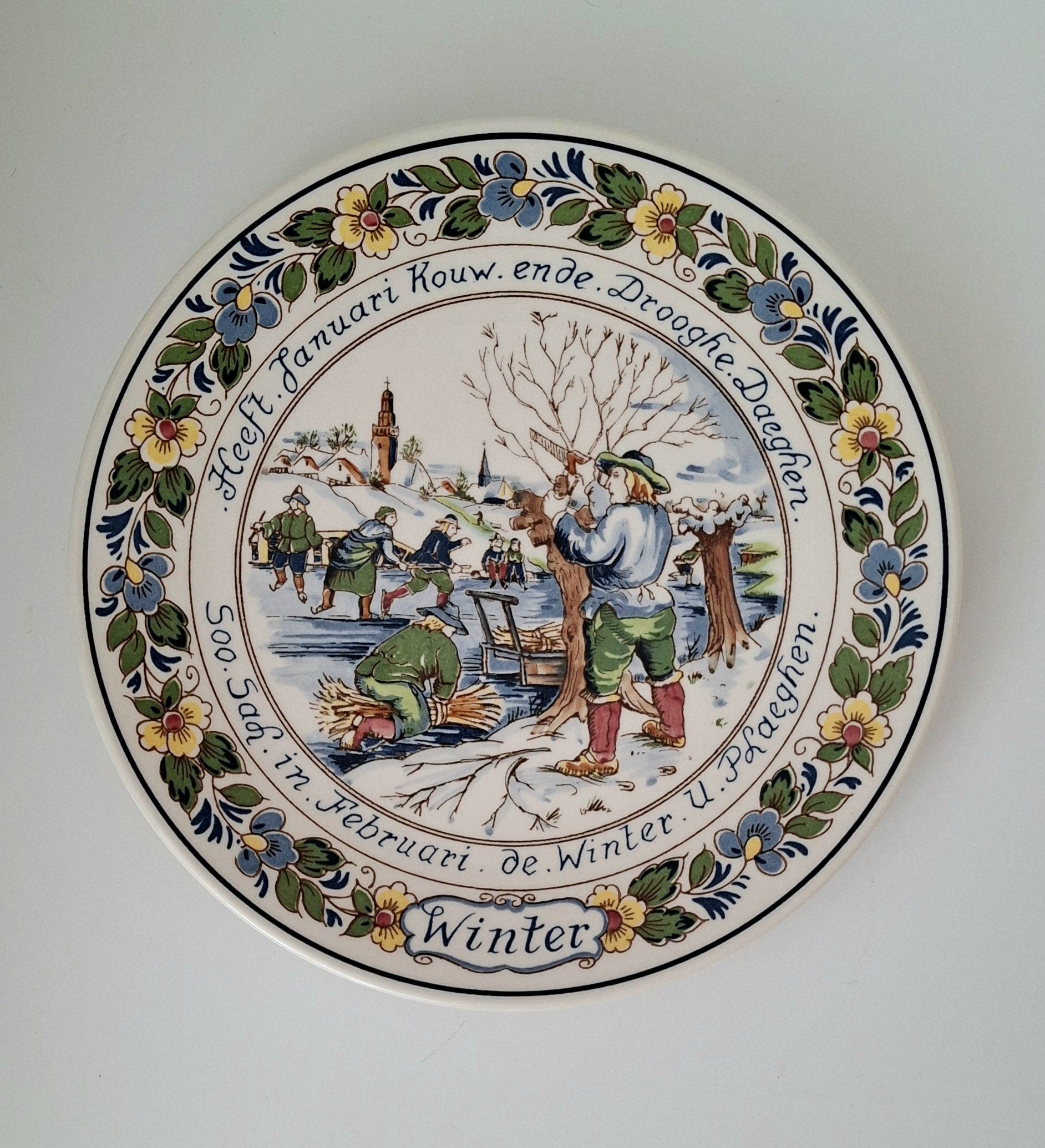 Set of Royal Delft Goedewaagen 4 Seasons wall hanging plates