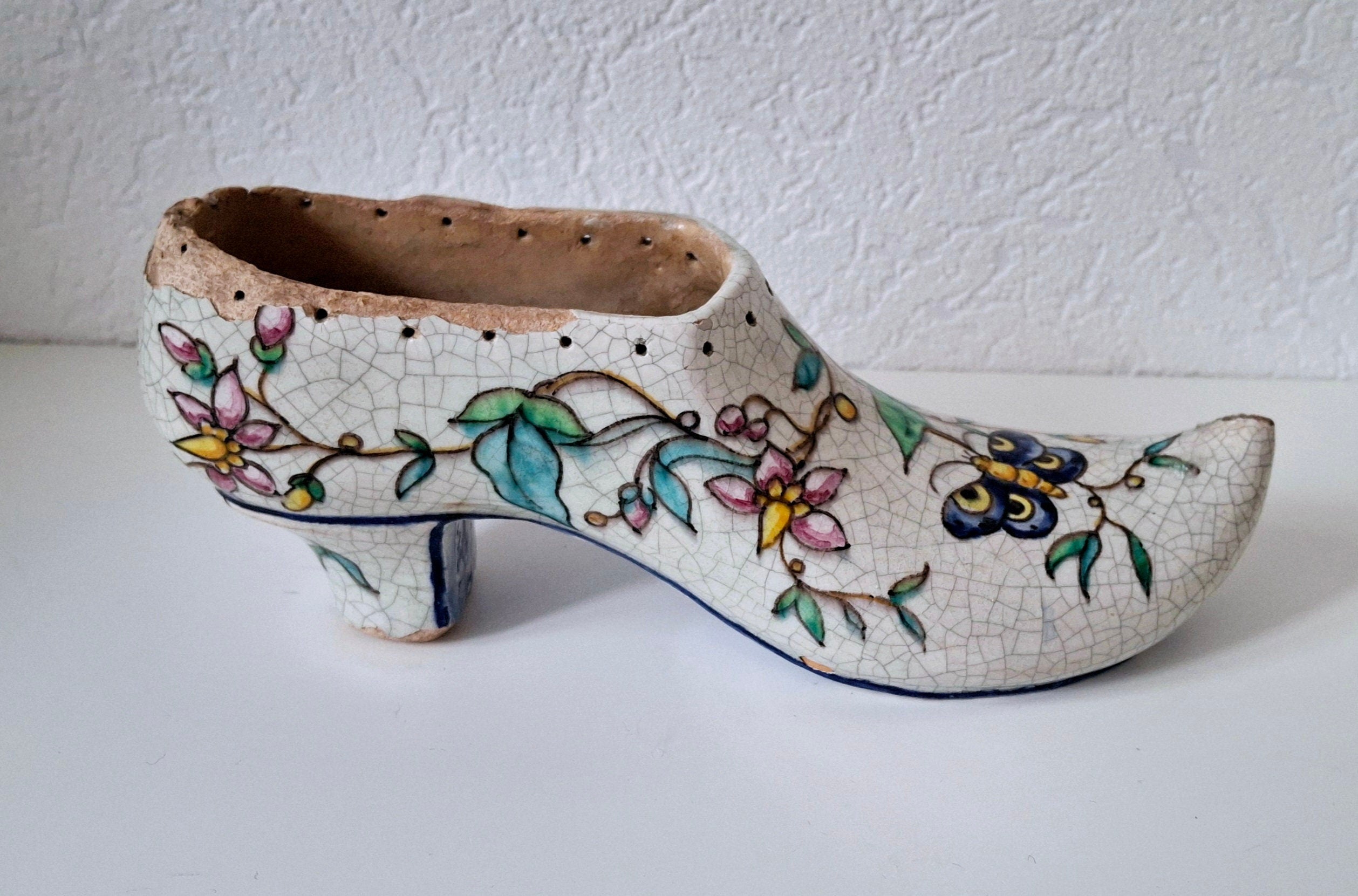 Porcelain shoe pin cushion 19th century