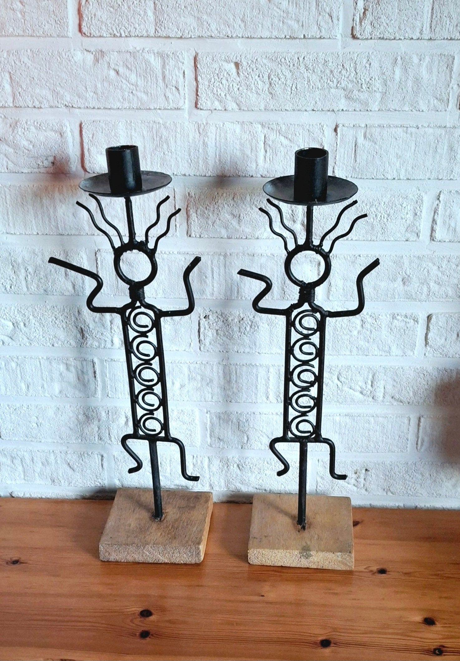 Pair of vintage figurative candlesticks