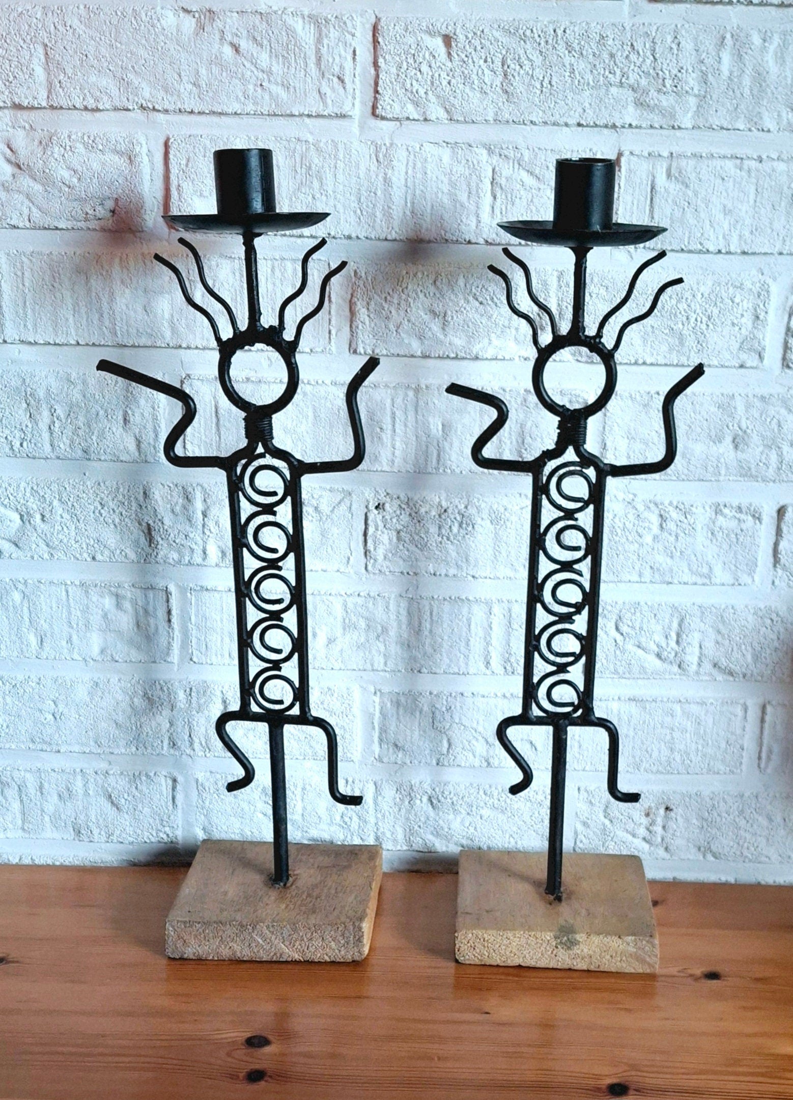 Pair of vintage figurative candlesticks