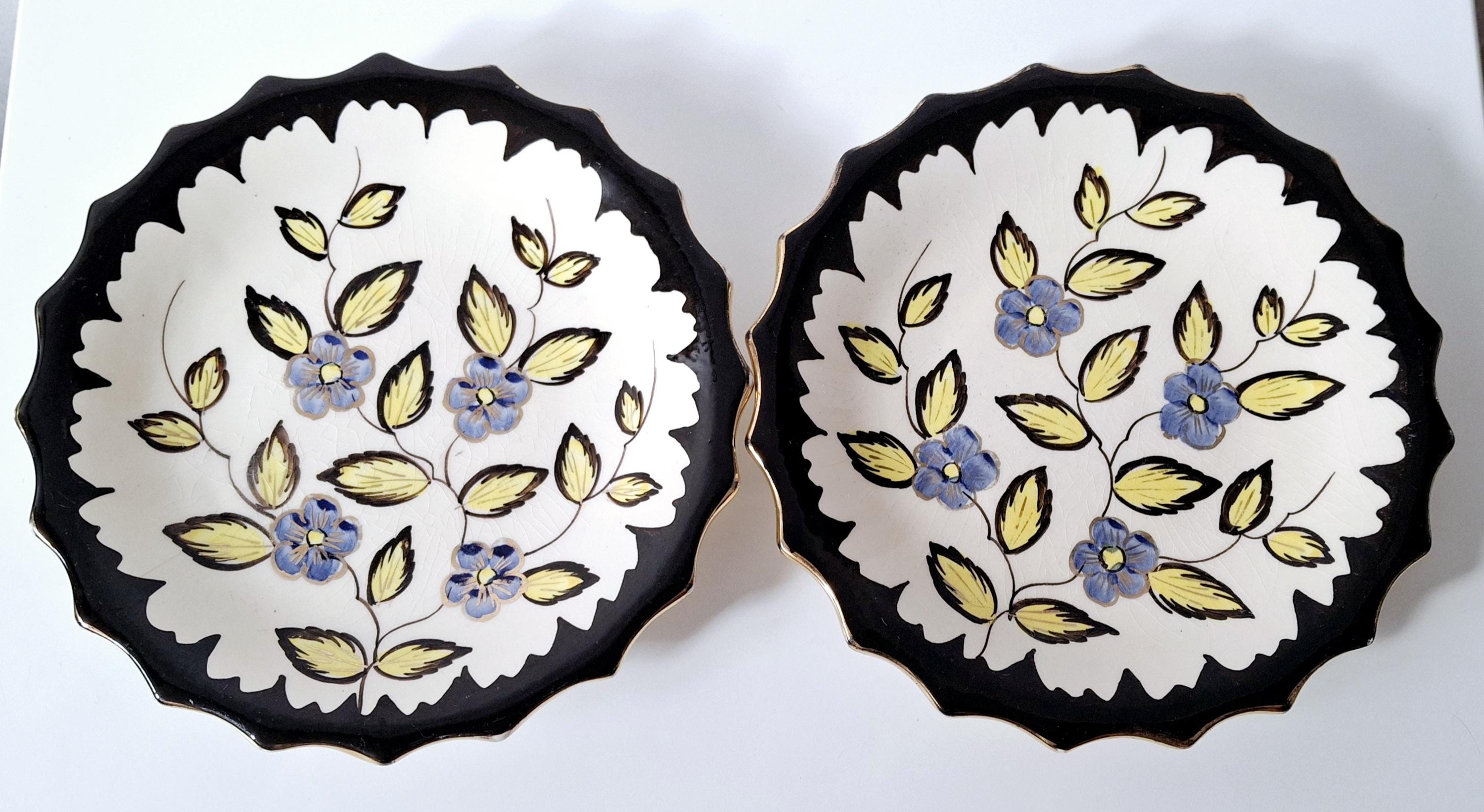 Vintage Diana Gouda decorative plates with gold detailing
