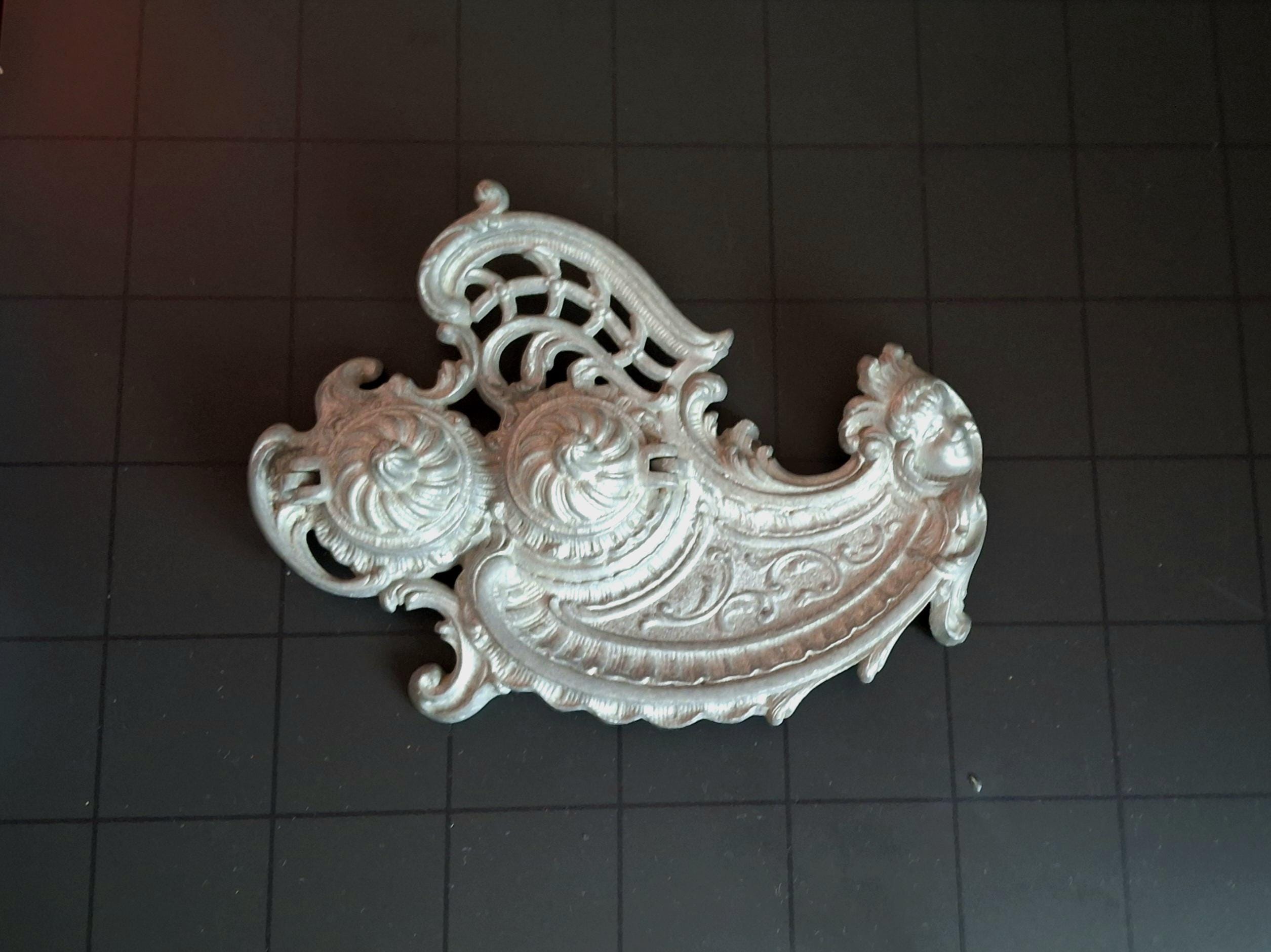 Antique Metal Inkwell with Baroque Ornamentation