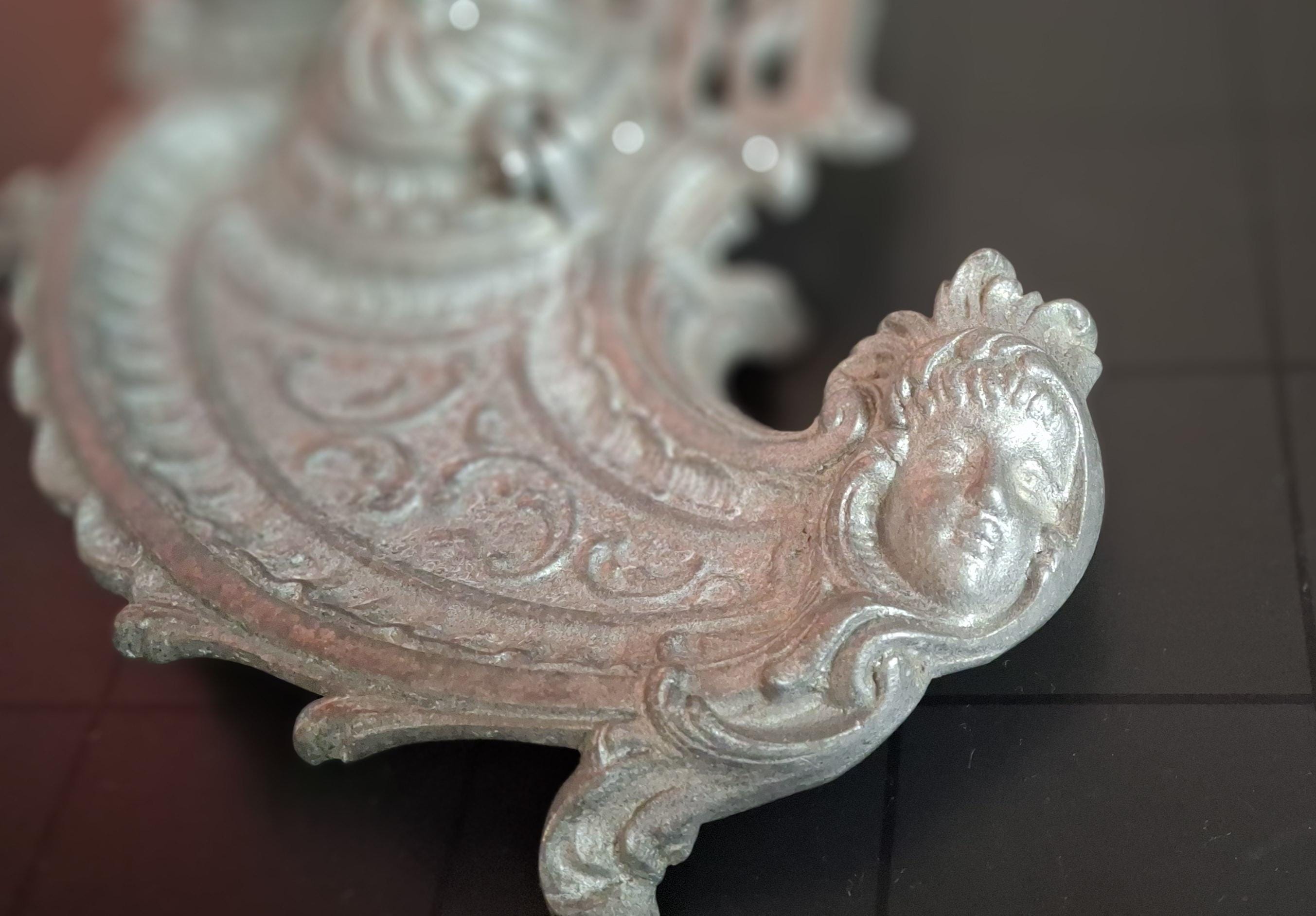 Antique Metal Inkwell with Baroque Ornamentation