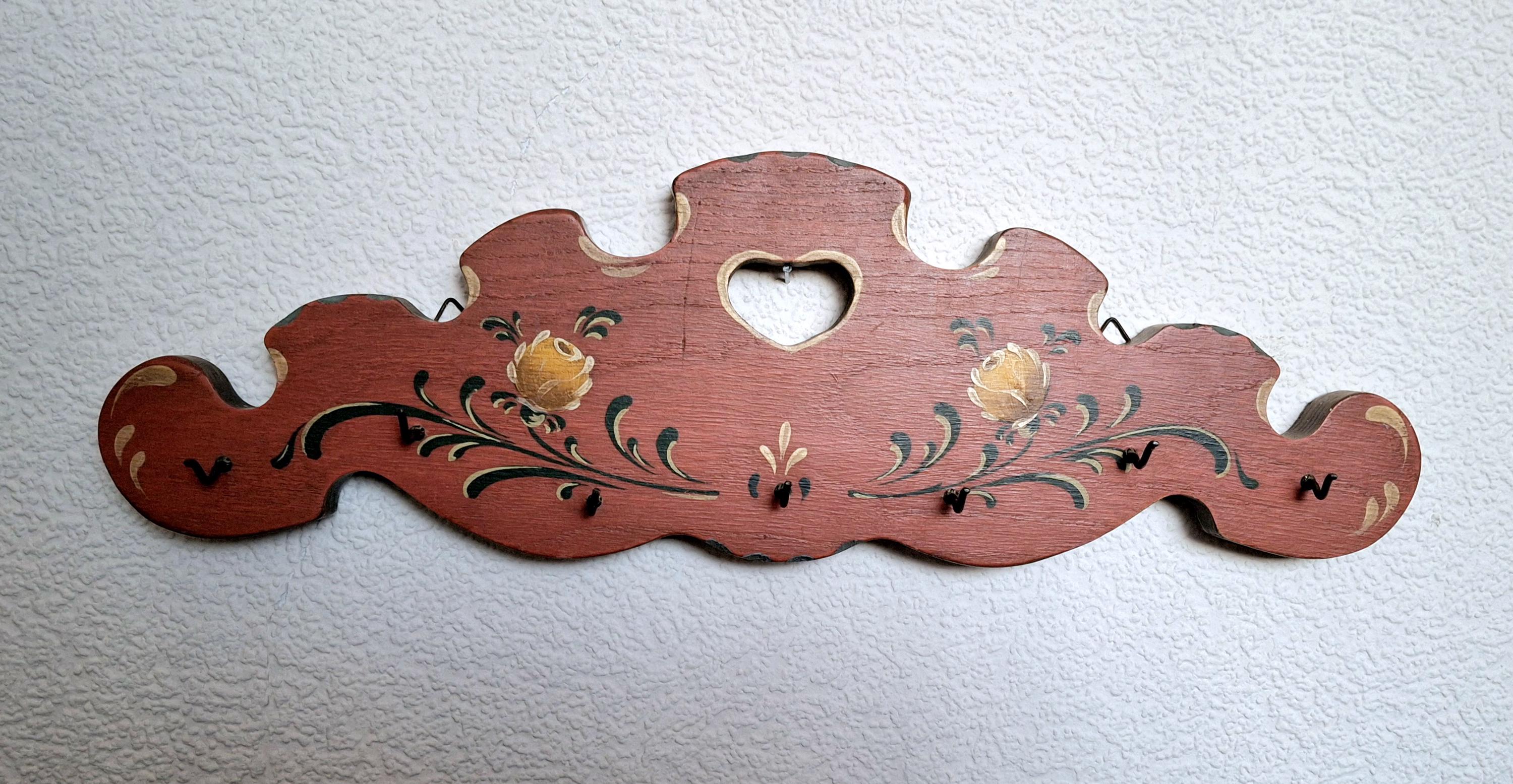 Rustic wood handmade hand painted key holder
