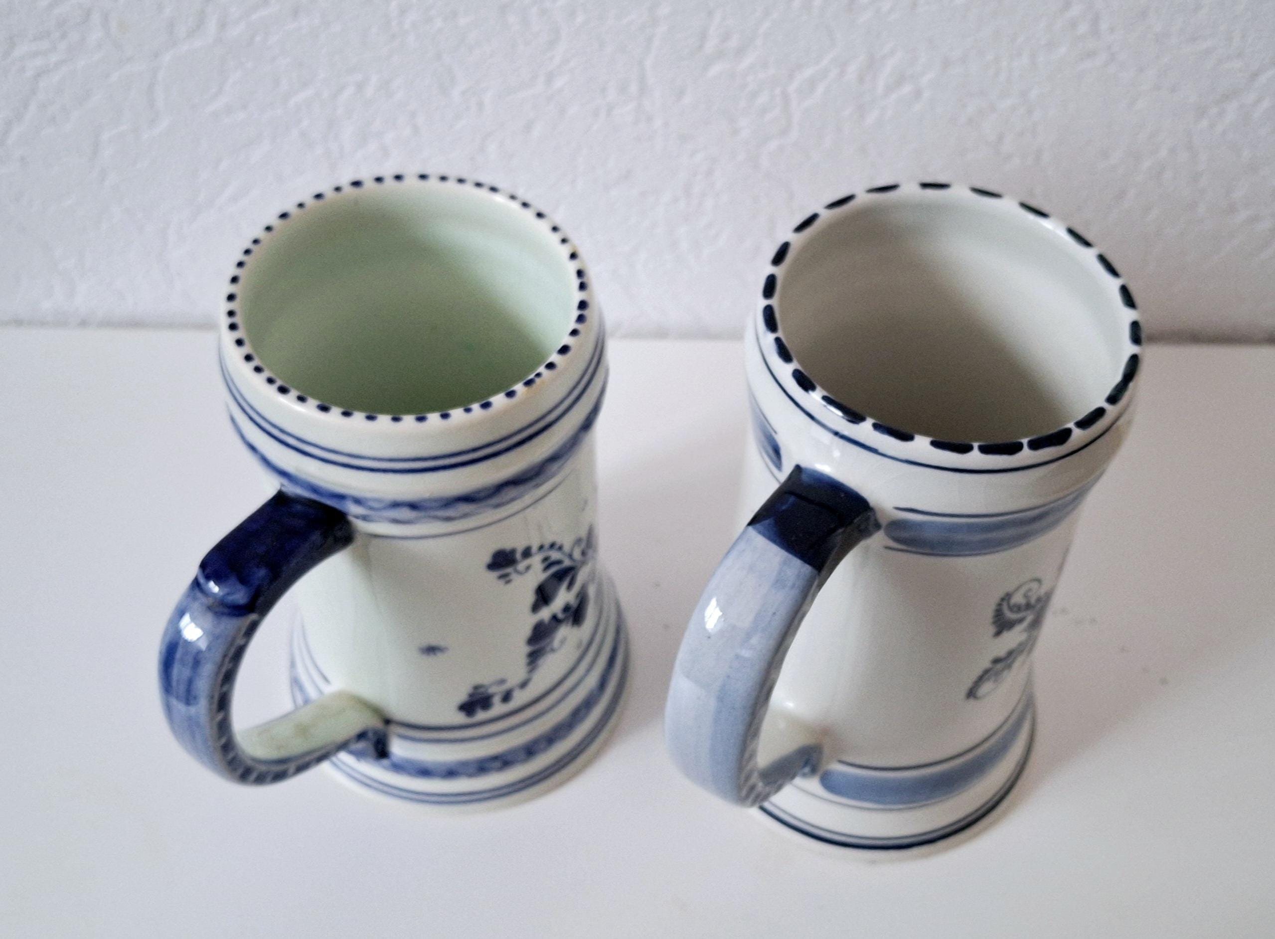 Delft Blue White beer mug set, Heineken & Stella Artois beer steins