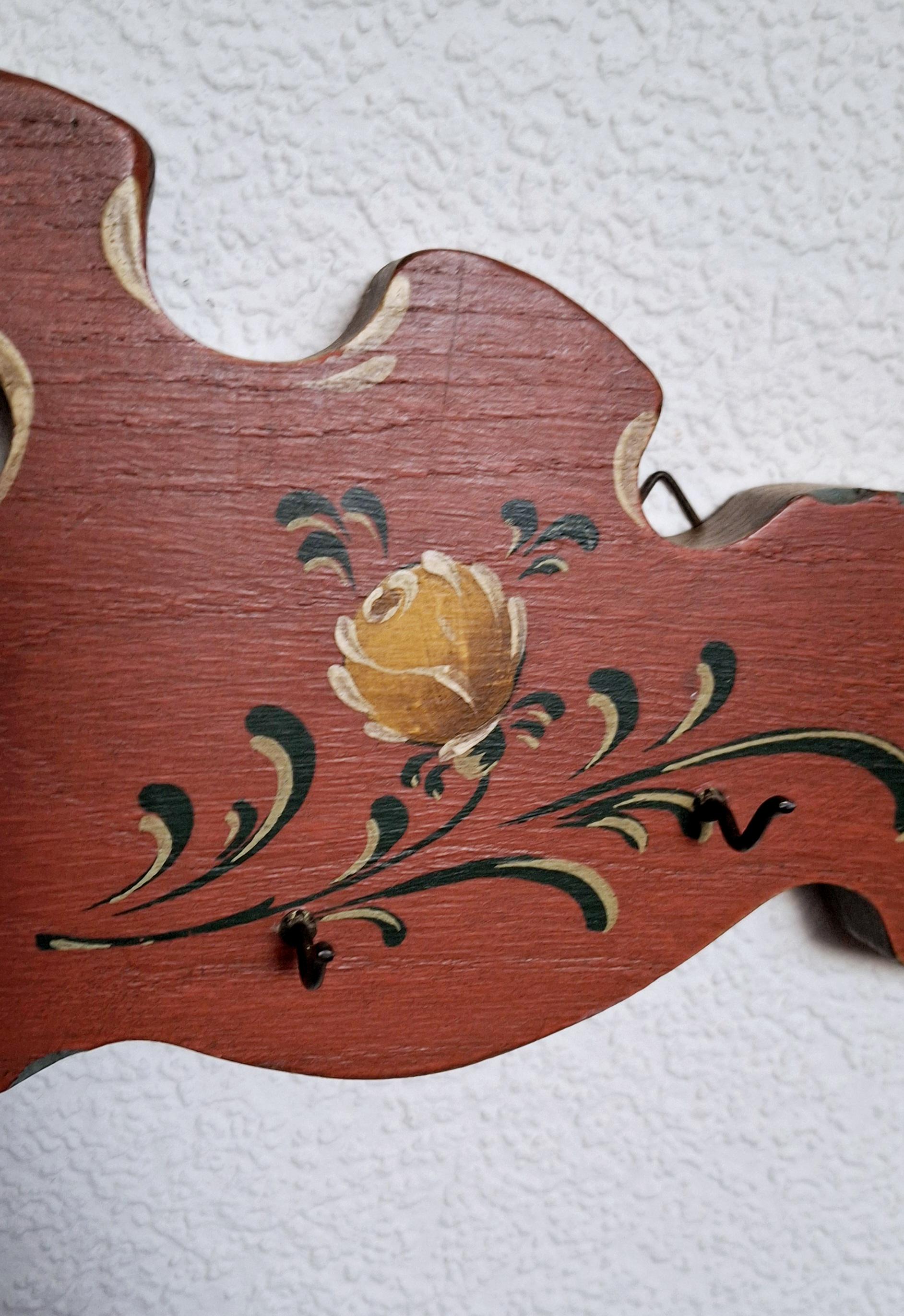 Rustic wood handmade hand painted key holder