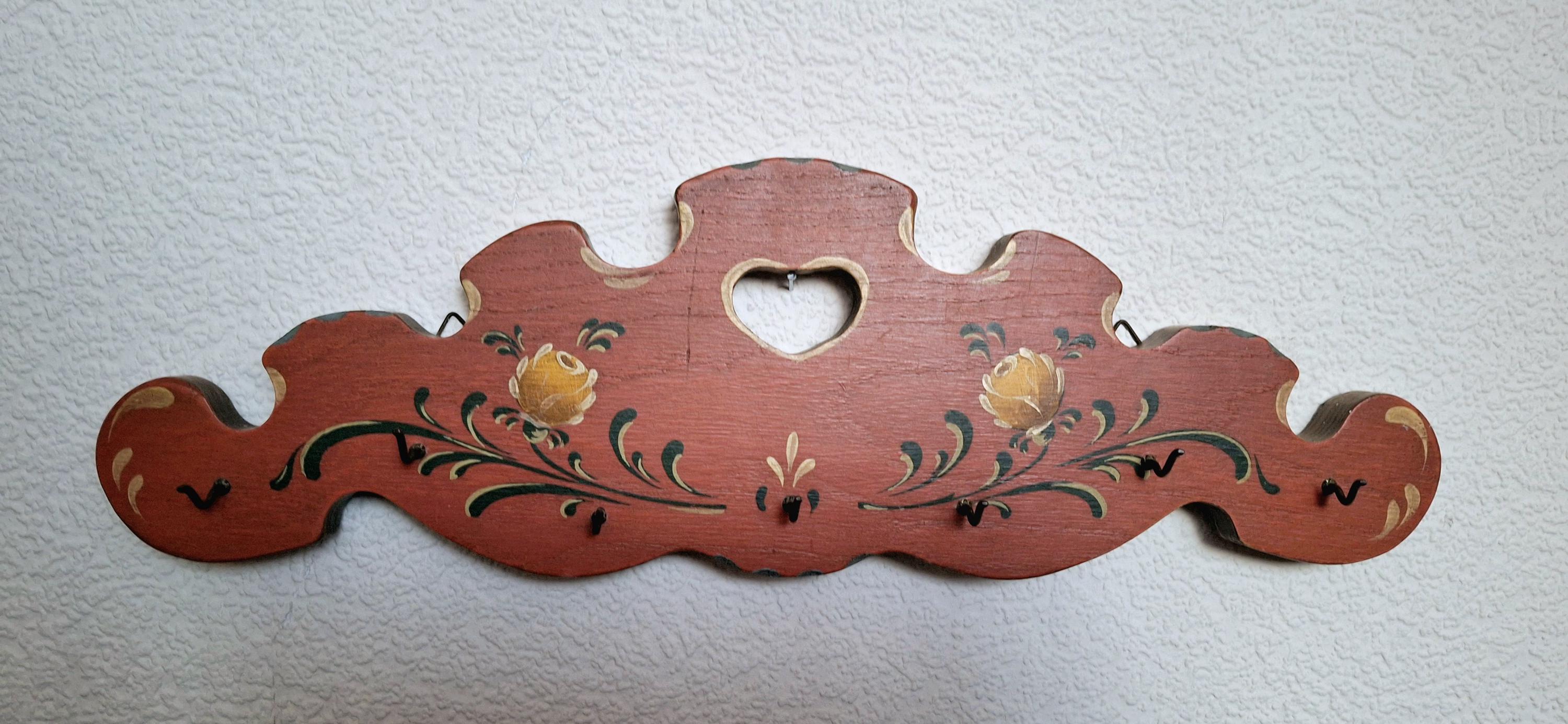 Rustic wood handmade hand painted key holder