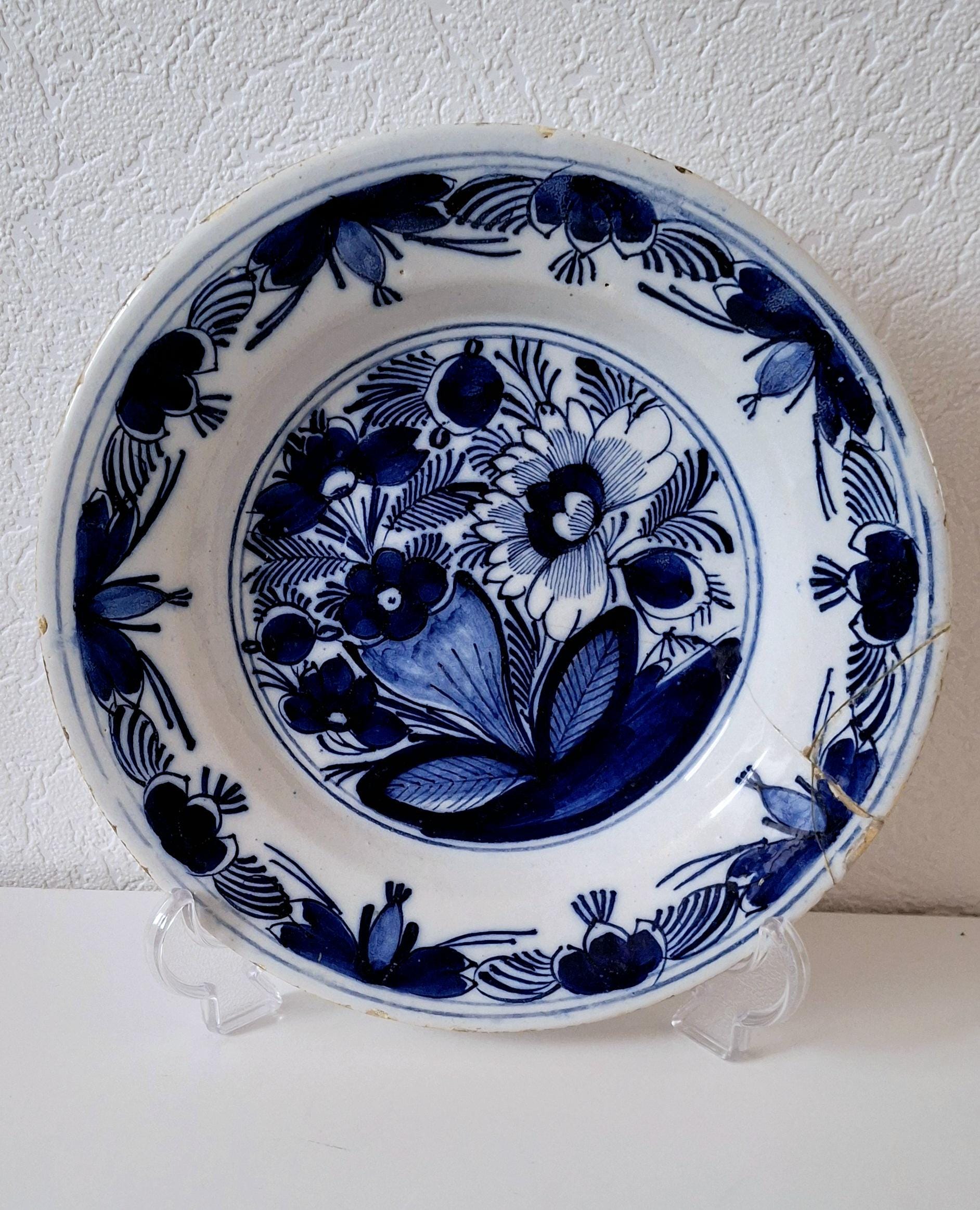 18th century Delftware plate, Antique Delft plate