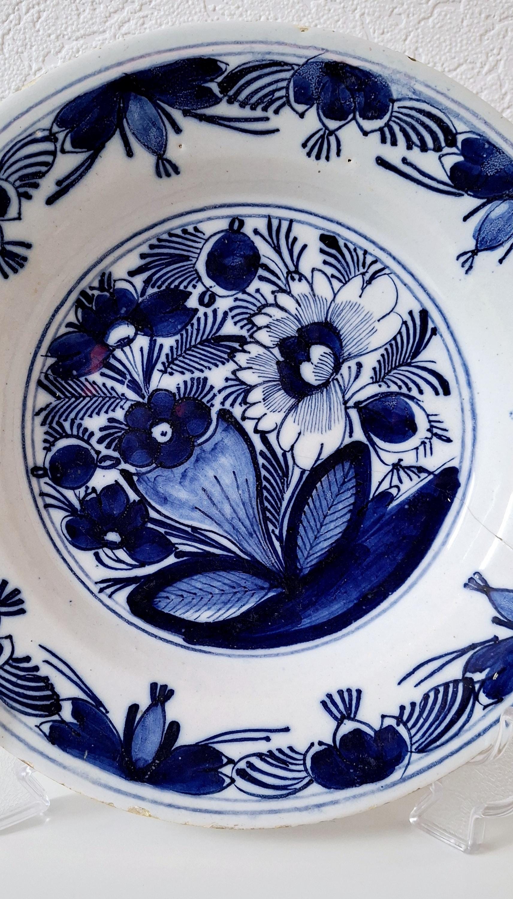 18th century Delftware plate, Antique Delft plate