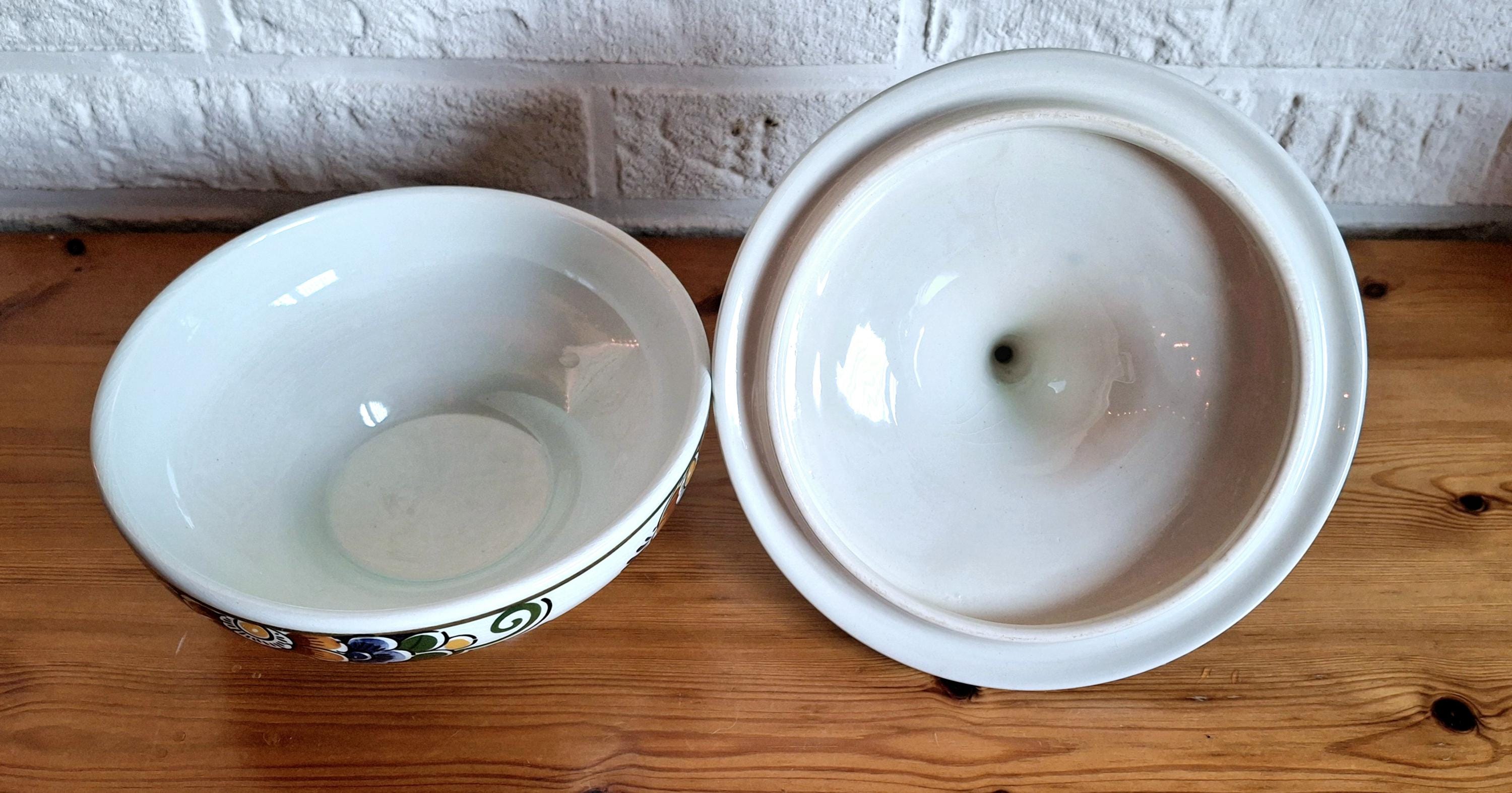 Delft Polychrome lidded dish & footed bowl set