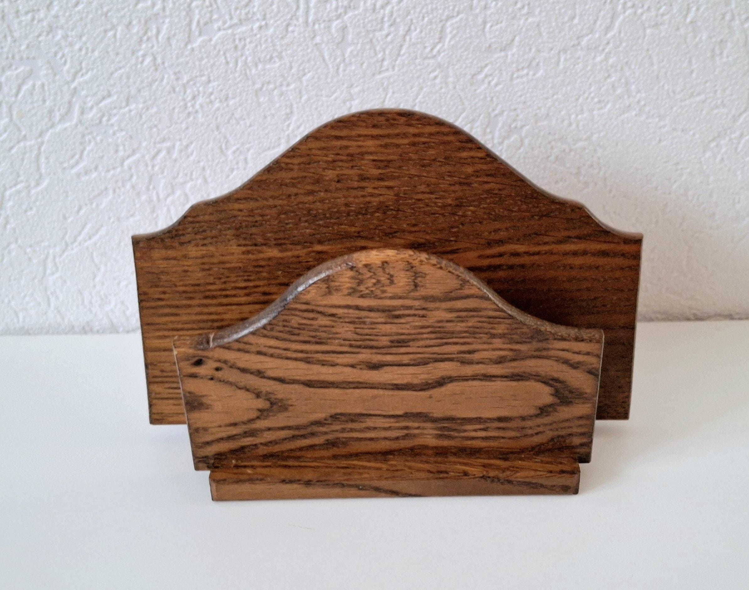 Vintage wooden letter holder, Post holder, Classic oak desk organizer