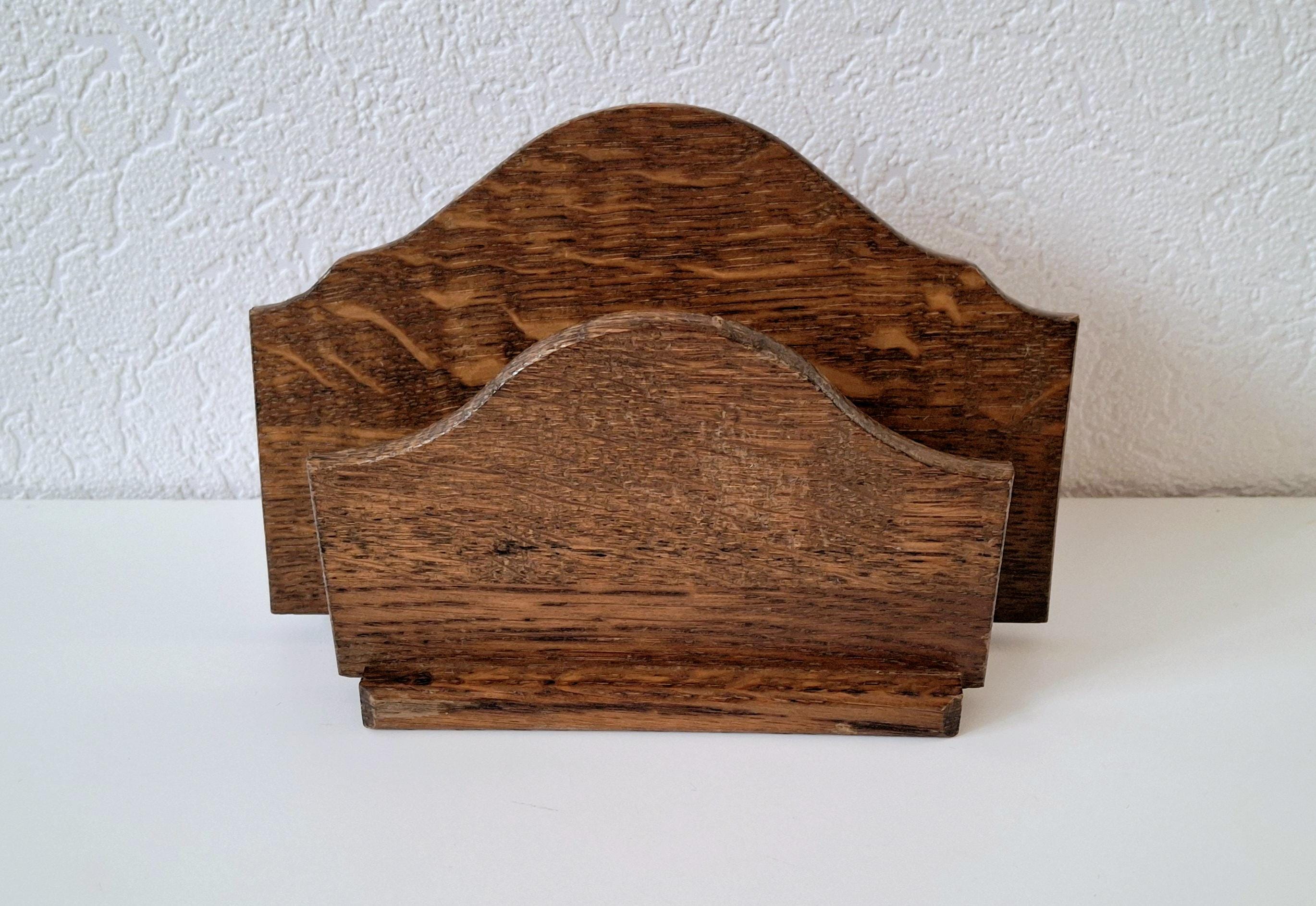 Vintage wooden letter holder, Post holder, Classic oak desk organizer