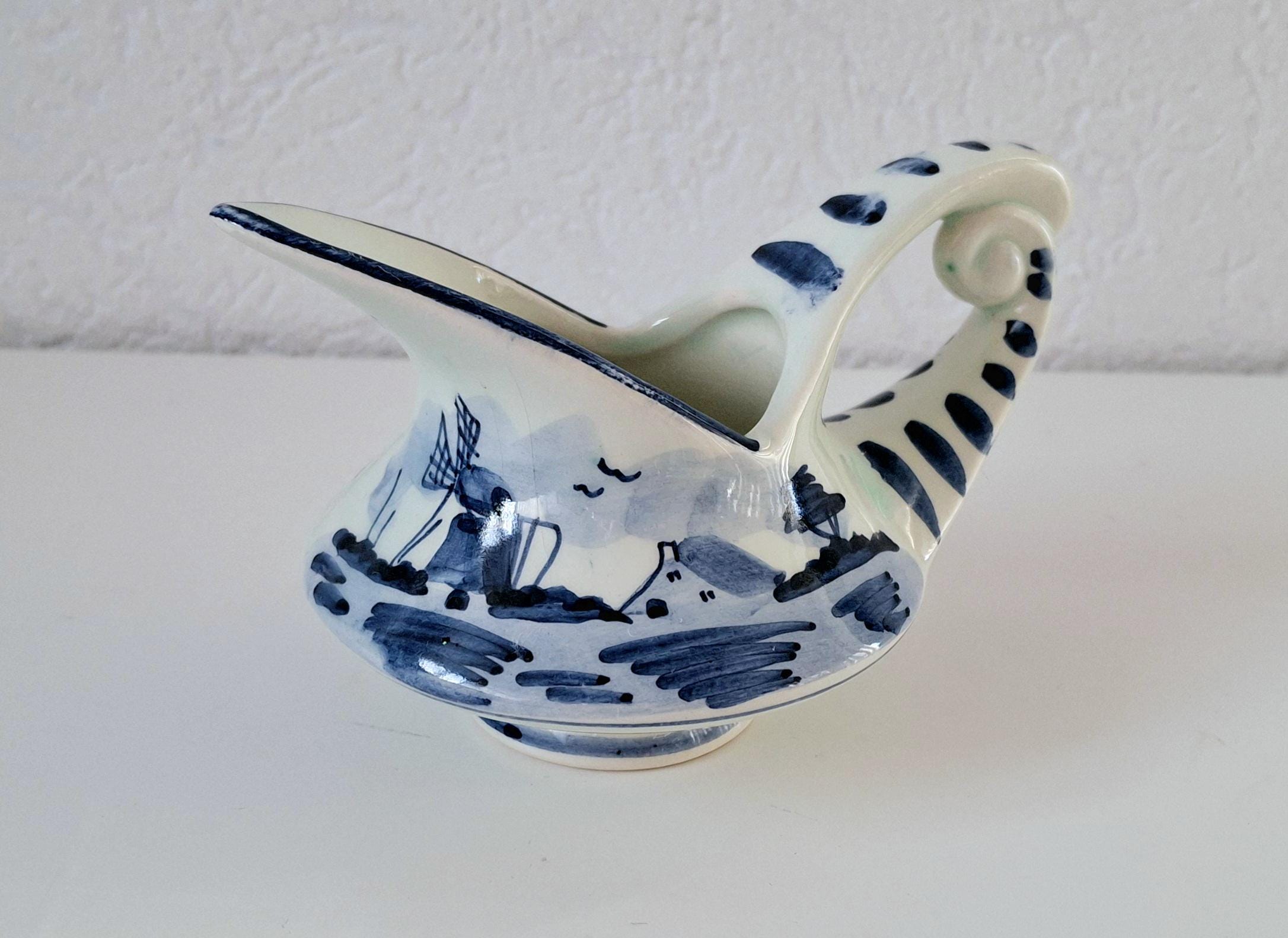 Vintage Delft Blue set, Butter dish & creamer/sauce boat, Delft box and pitcher