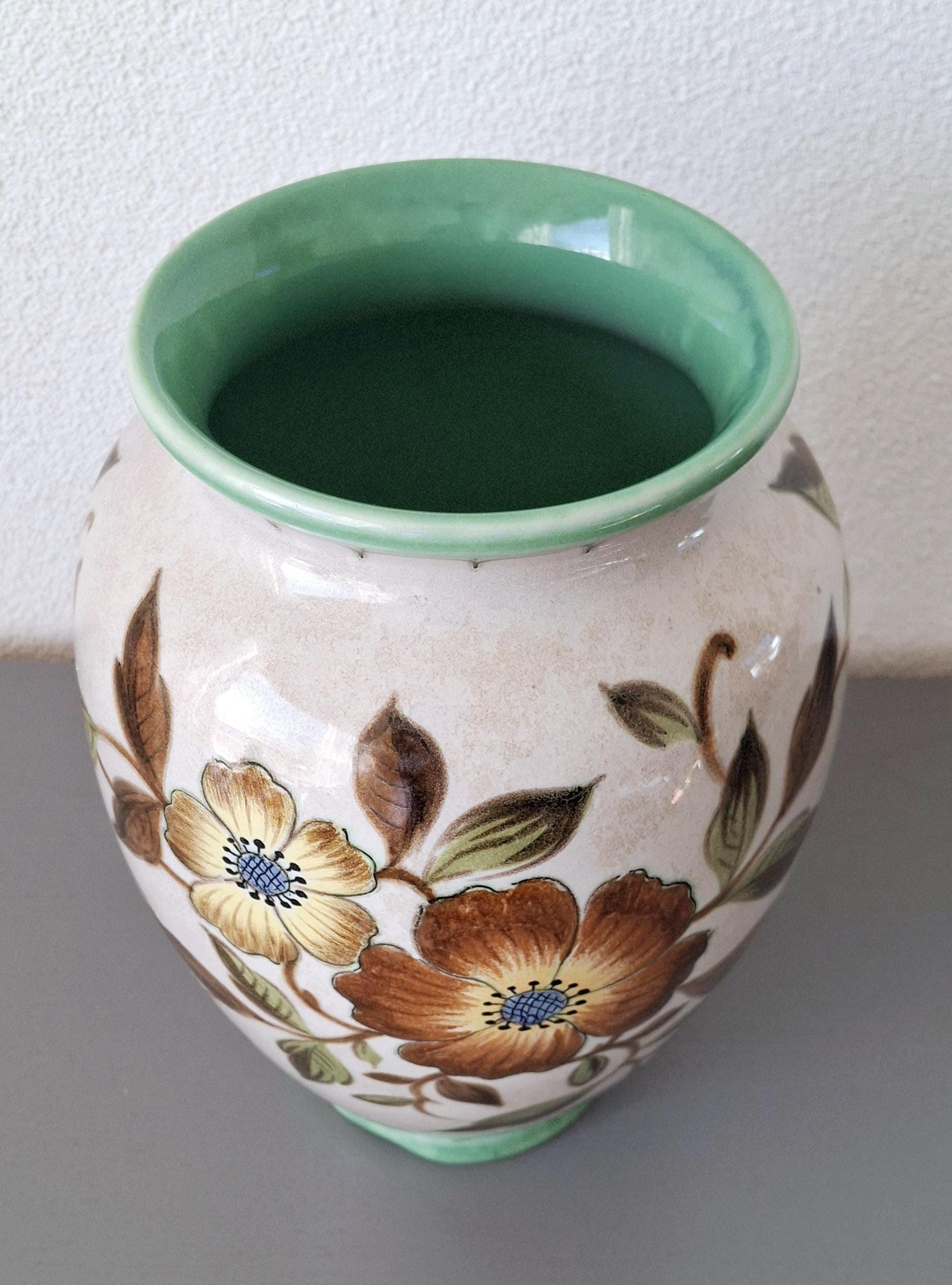 Large Gouda dutch ceramic vase, Vintage Holland pottery