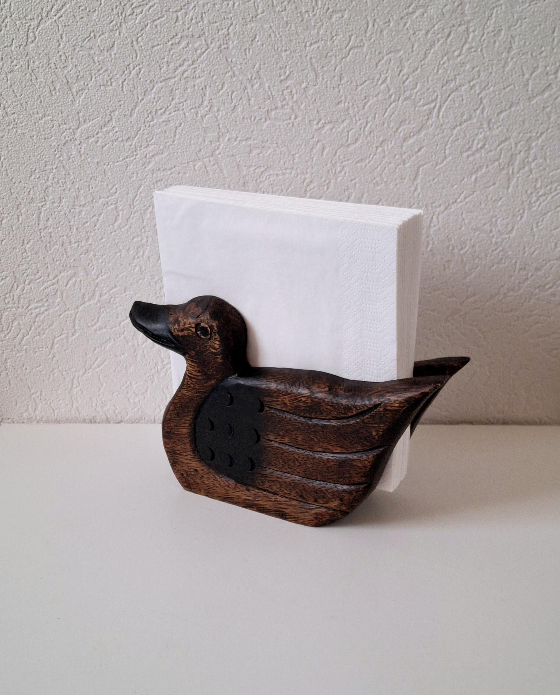 Vintage wooden napkin holder, Duck letter/post organizer