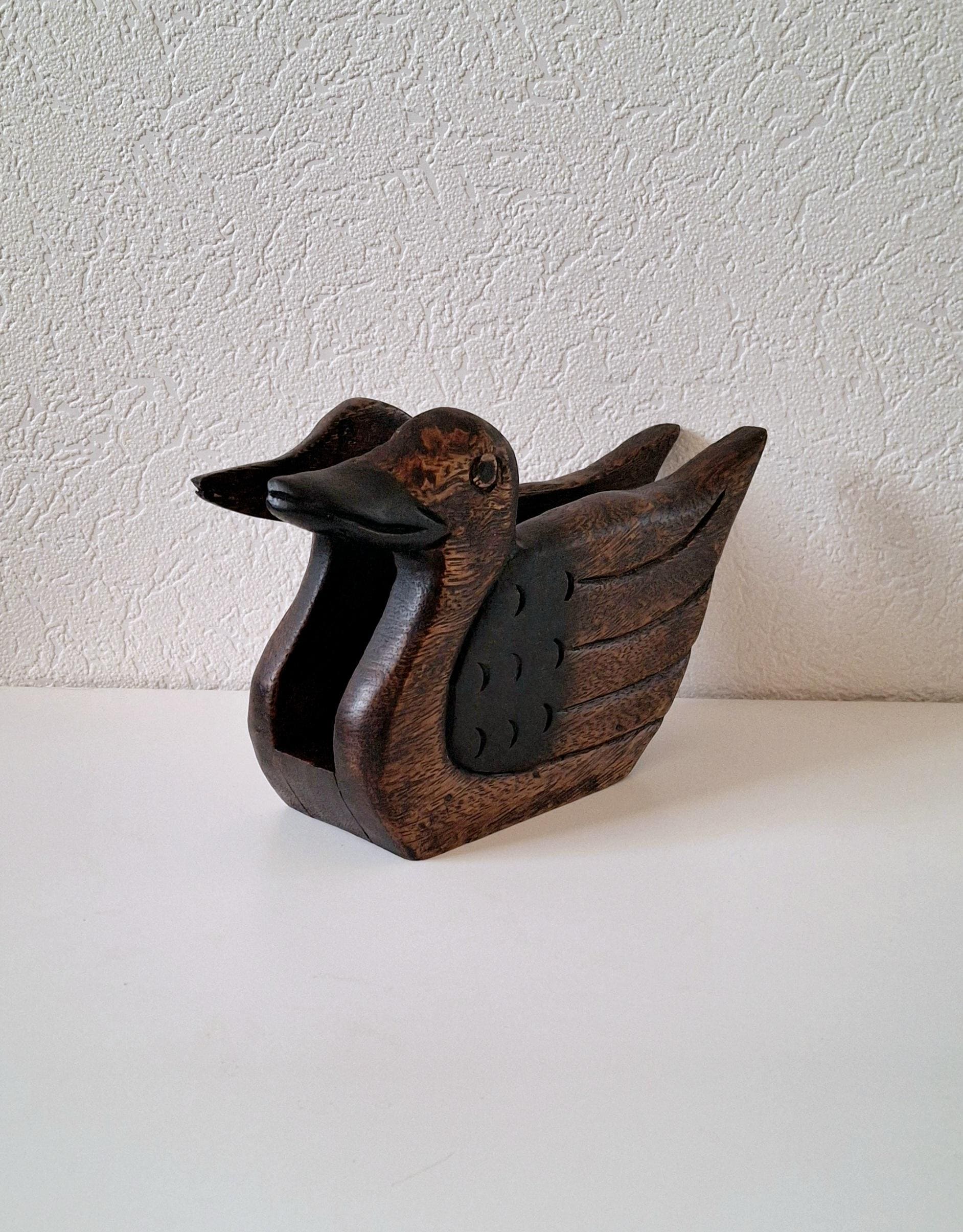 Vintage wooden napkin holder, Duck letter/post organizer