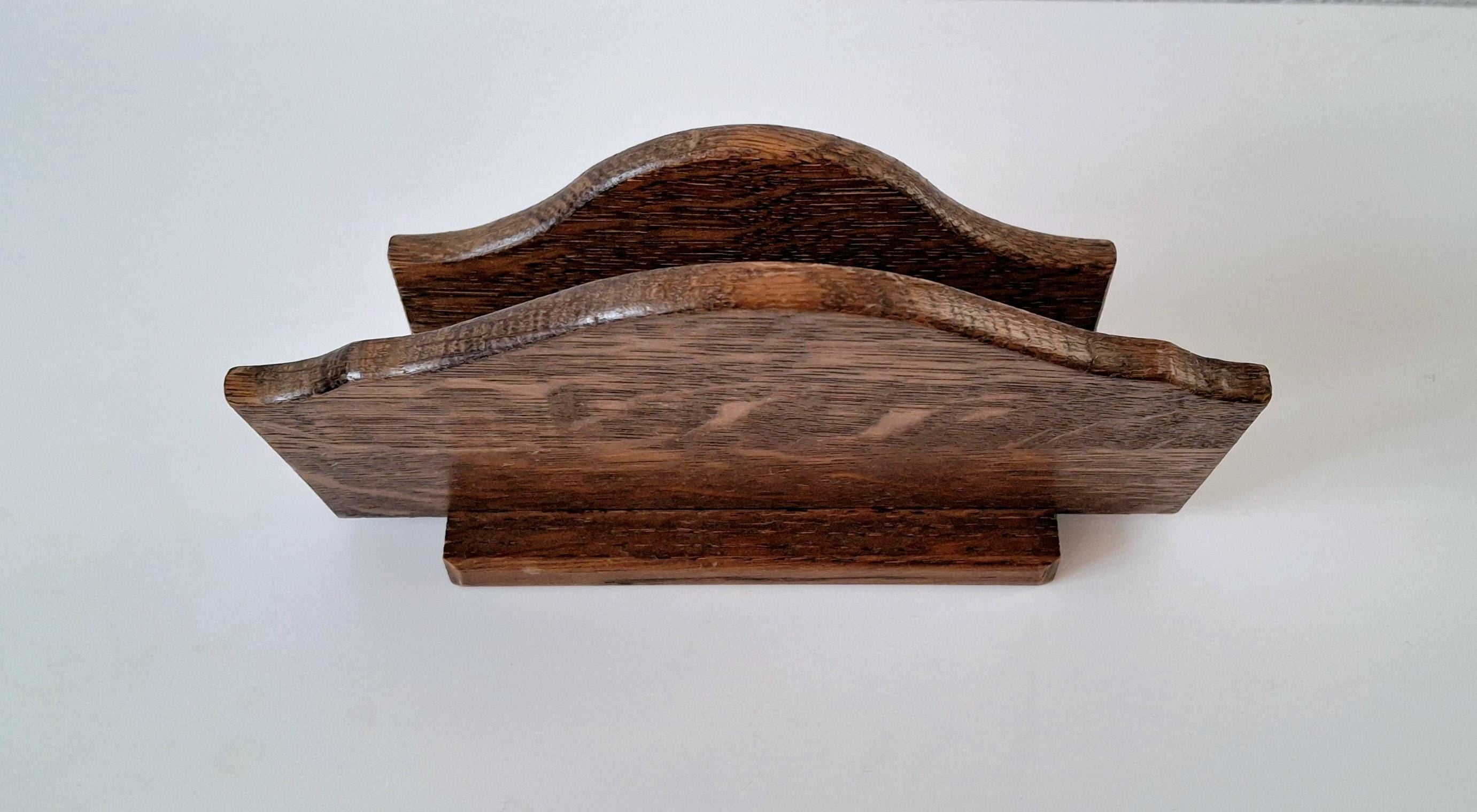 Vintage wooden letter holder, Post holder, Classic oak desk organizer