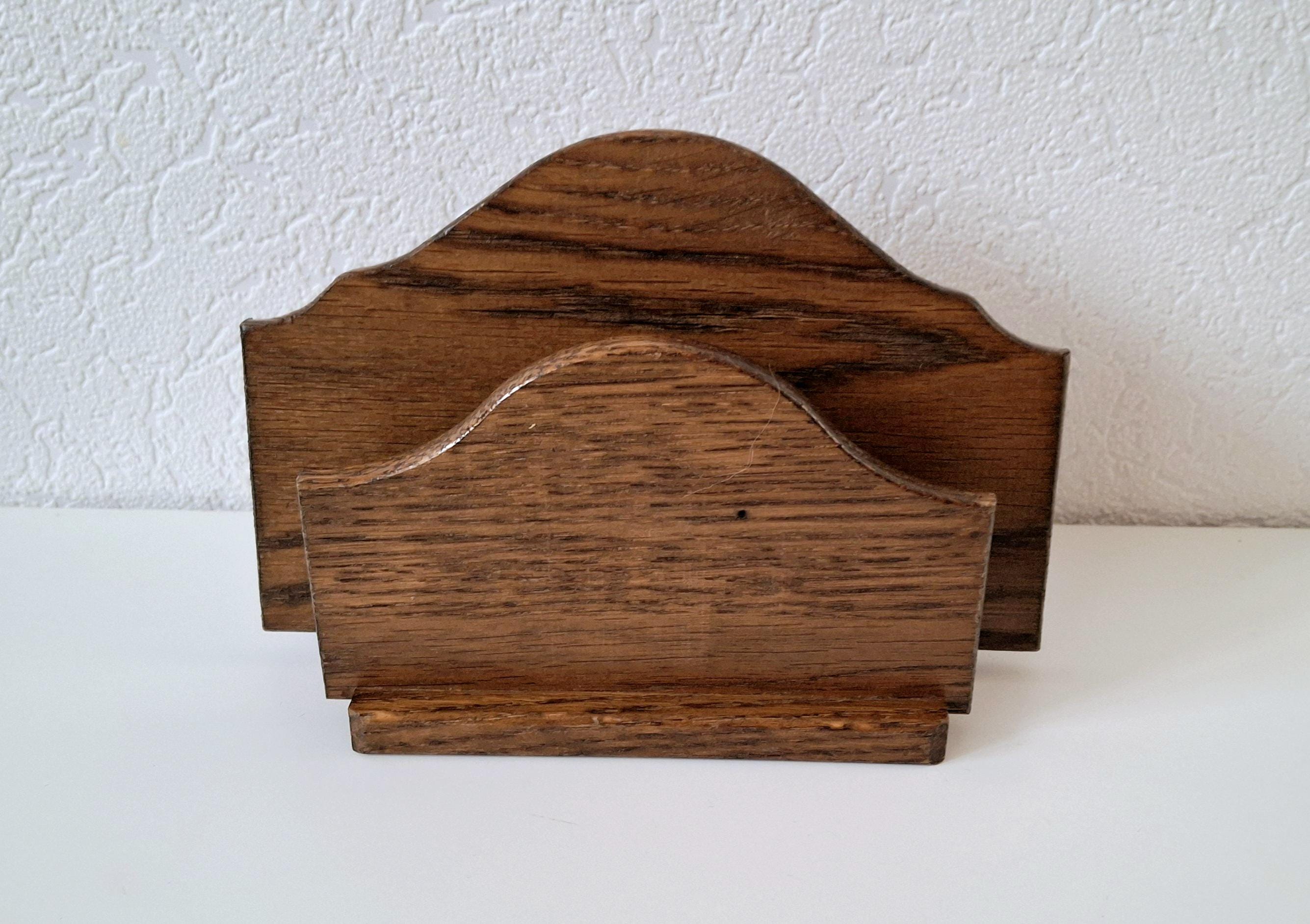 Vintage wooden letter holder, Post holder, Classic oak desk organizer