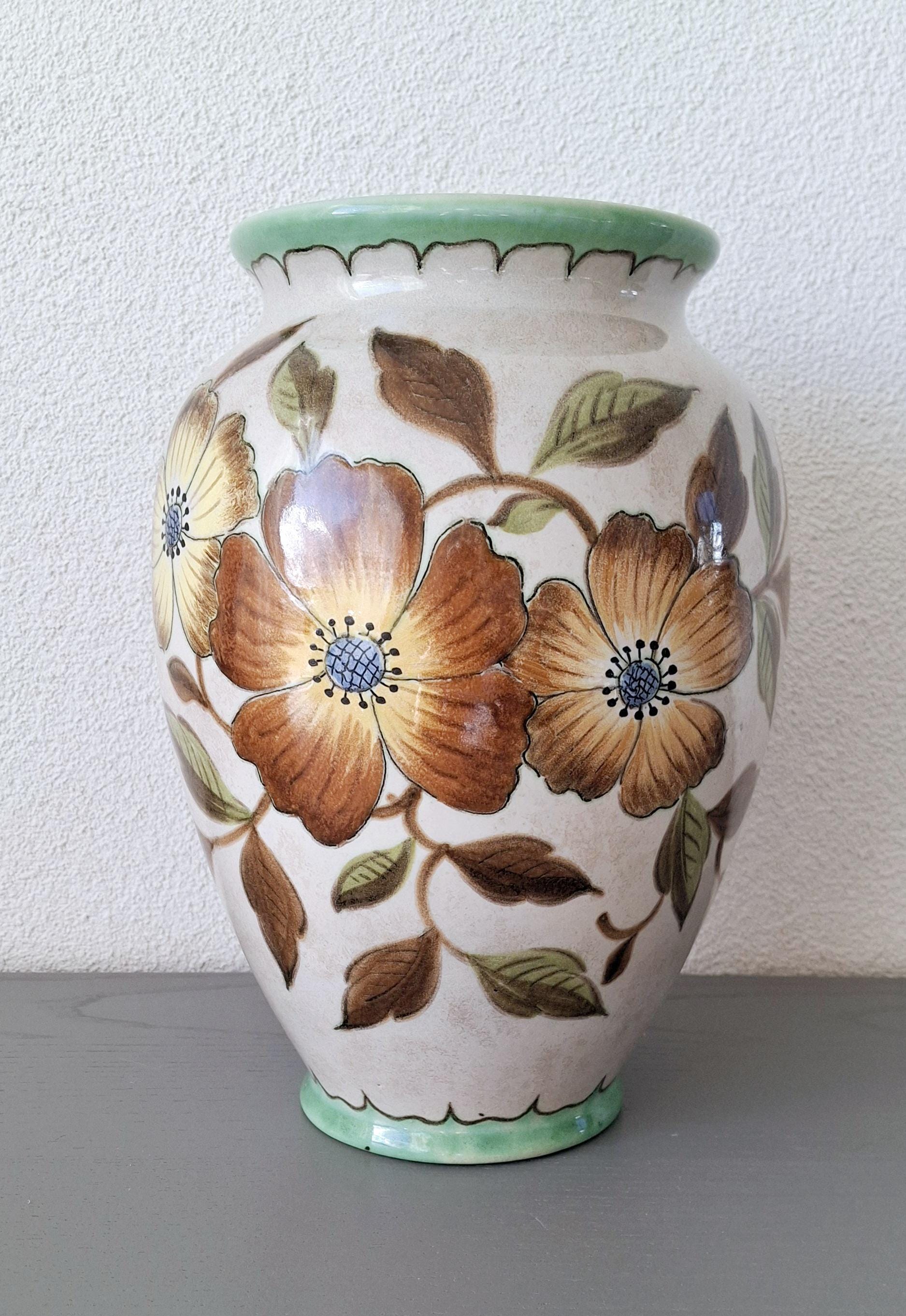 Large Gouda dutch ceramic vase, Vintage Holland pottery