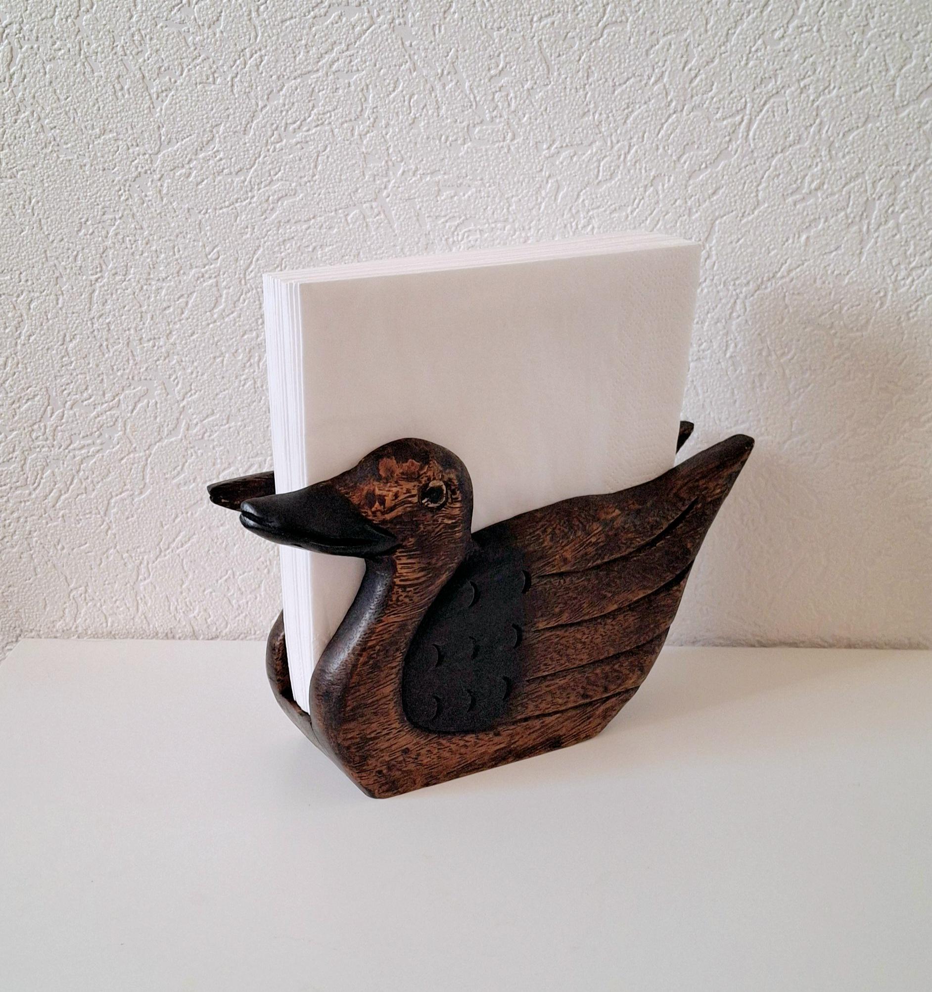 Vintage wooden napkin holder, Duck letter/post organizer