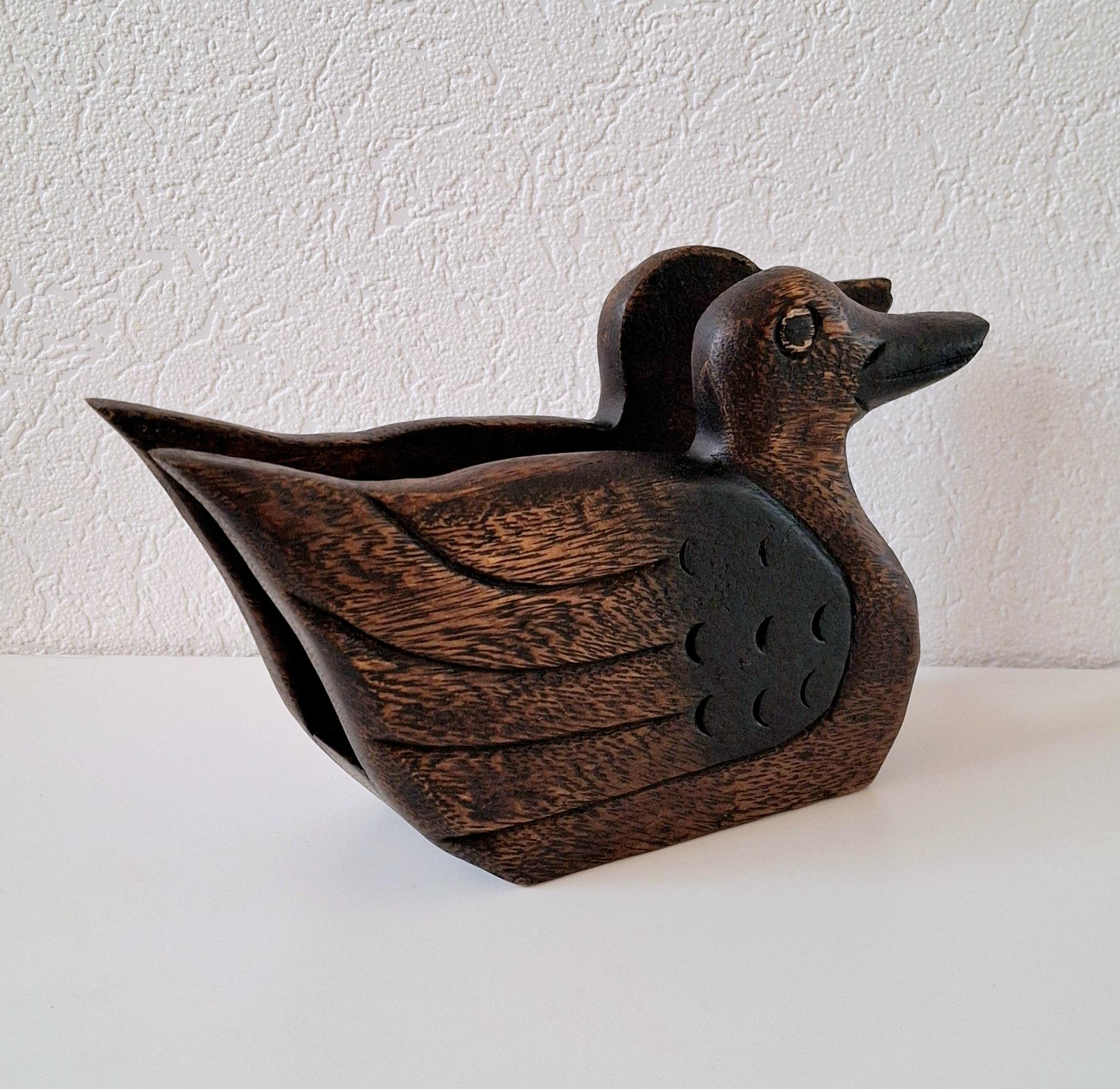Vintage wooden napkin holder, Duck letter/post organizer