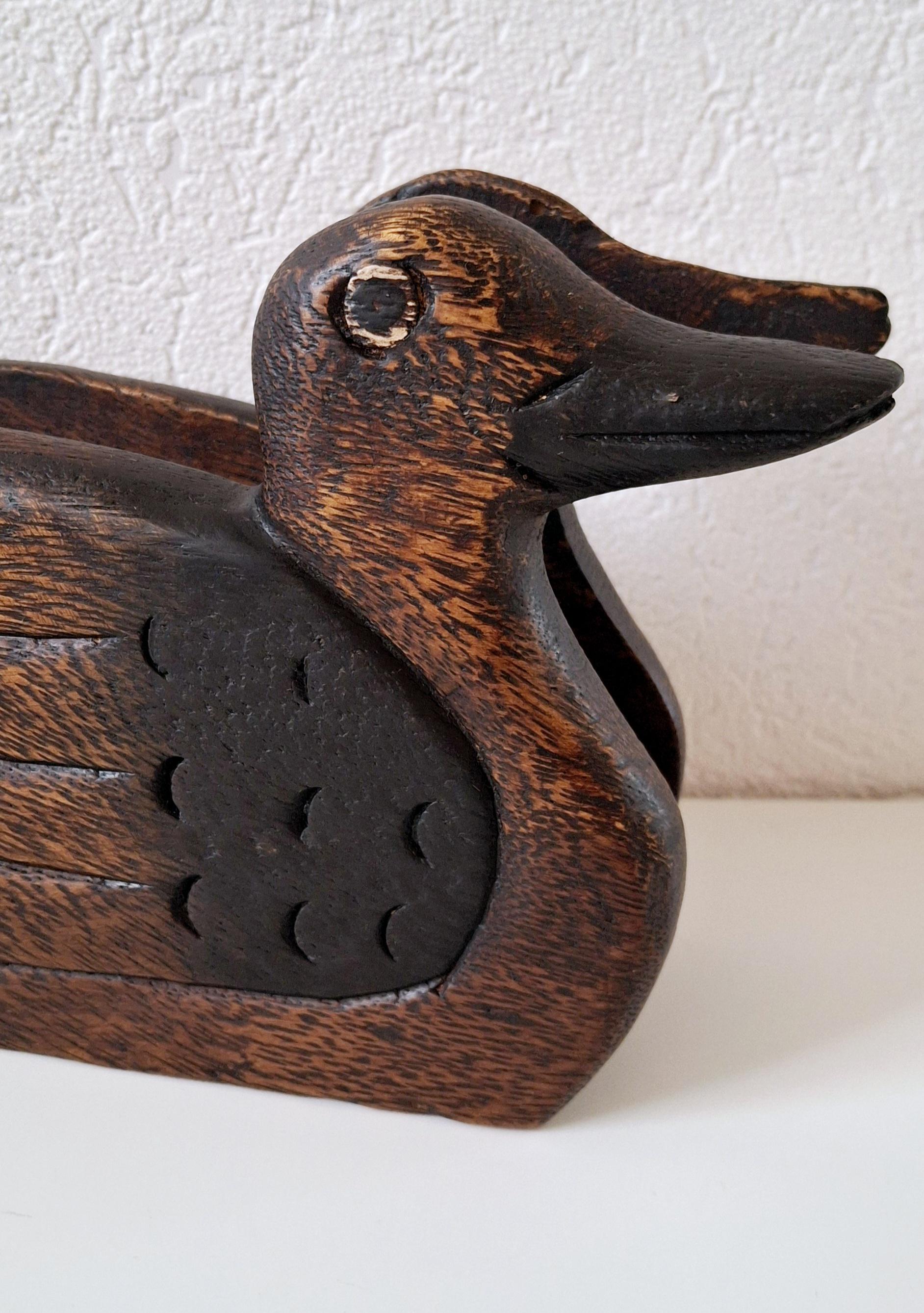 Vintage wooden napkin holder, Duck letter/post organizer