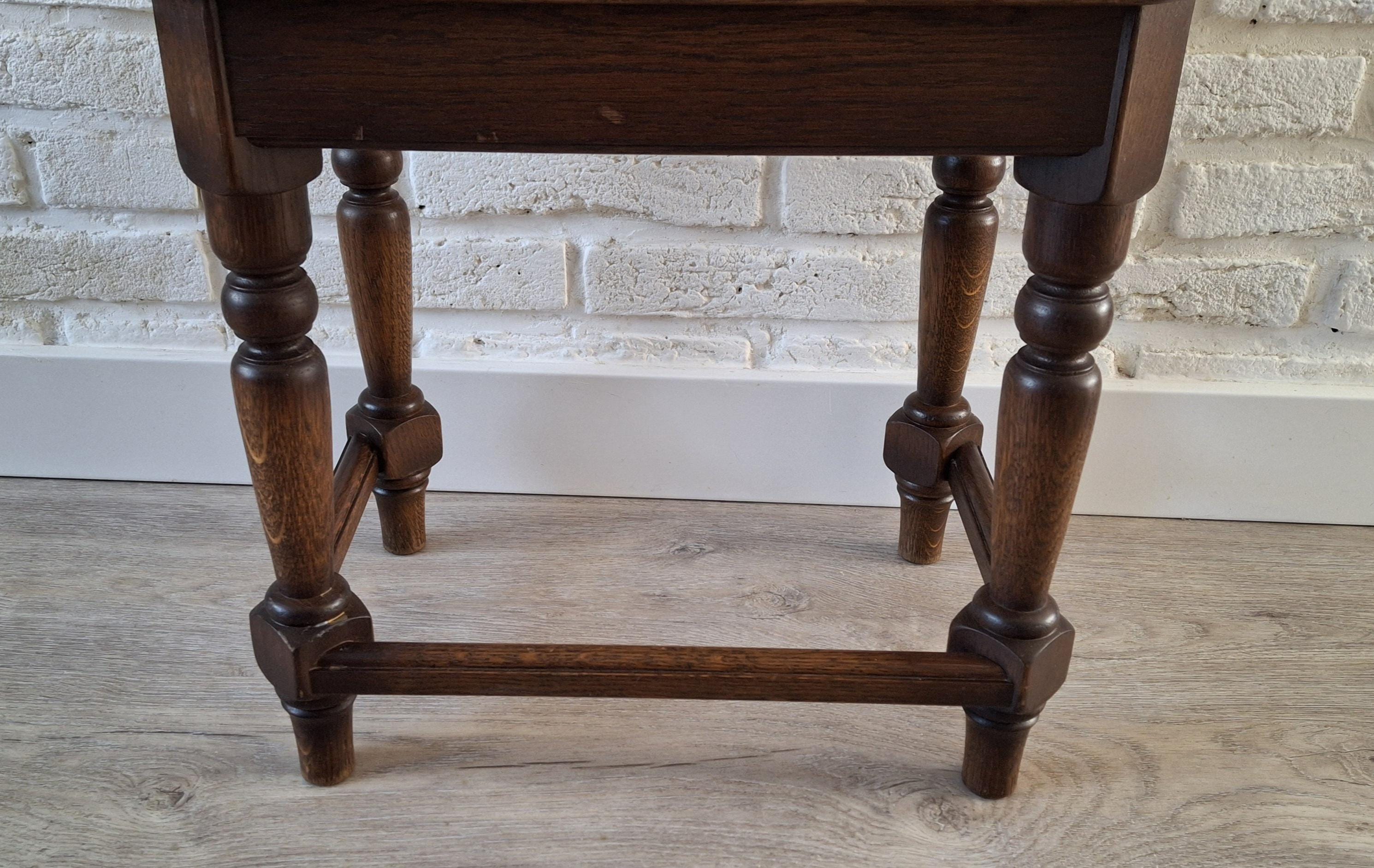 Wooden display table with glass top, Plant table, Rustic small coffee table, bedside table