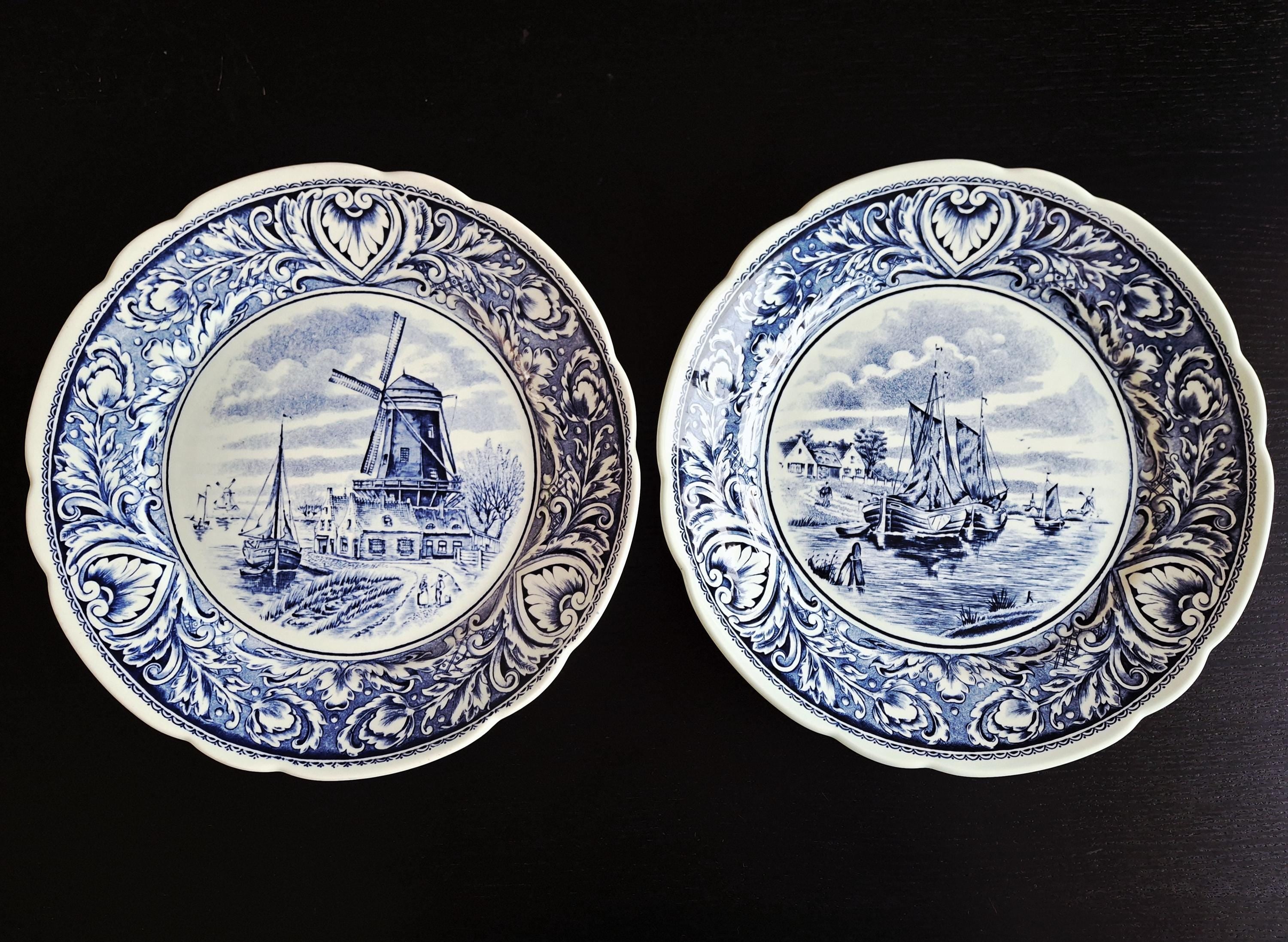 Two vintage Delft Blue Plates by Boch, 10 inches