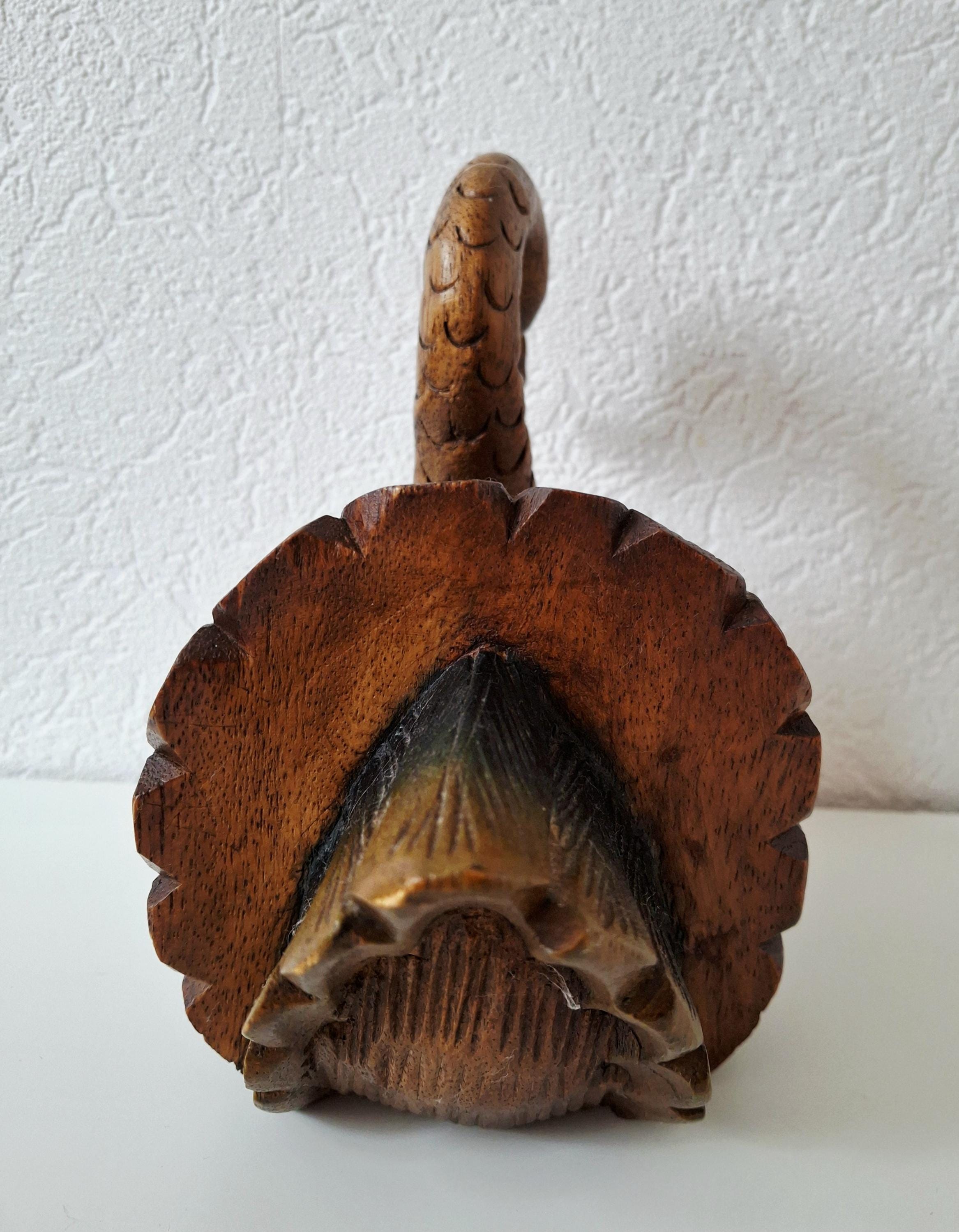 Vintage hand carved wooden swan figurine