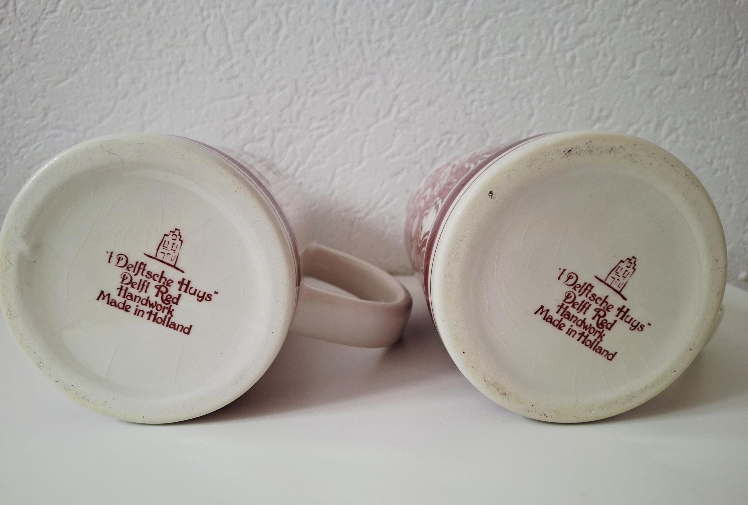 Delft Red Amstel beer mugs porcelain