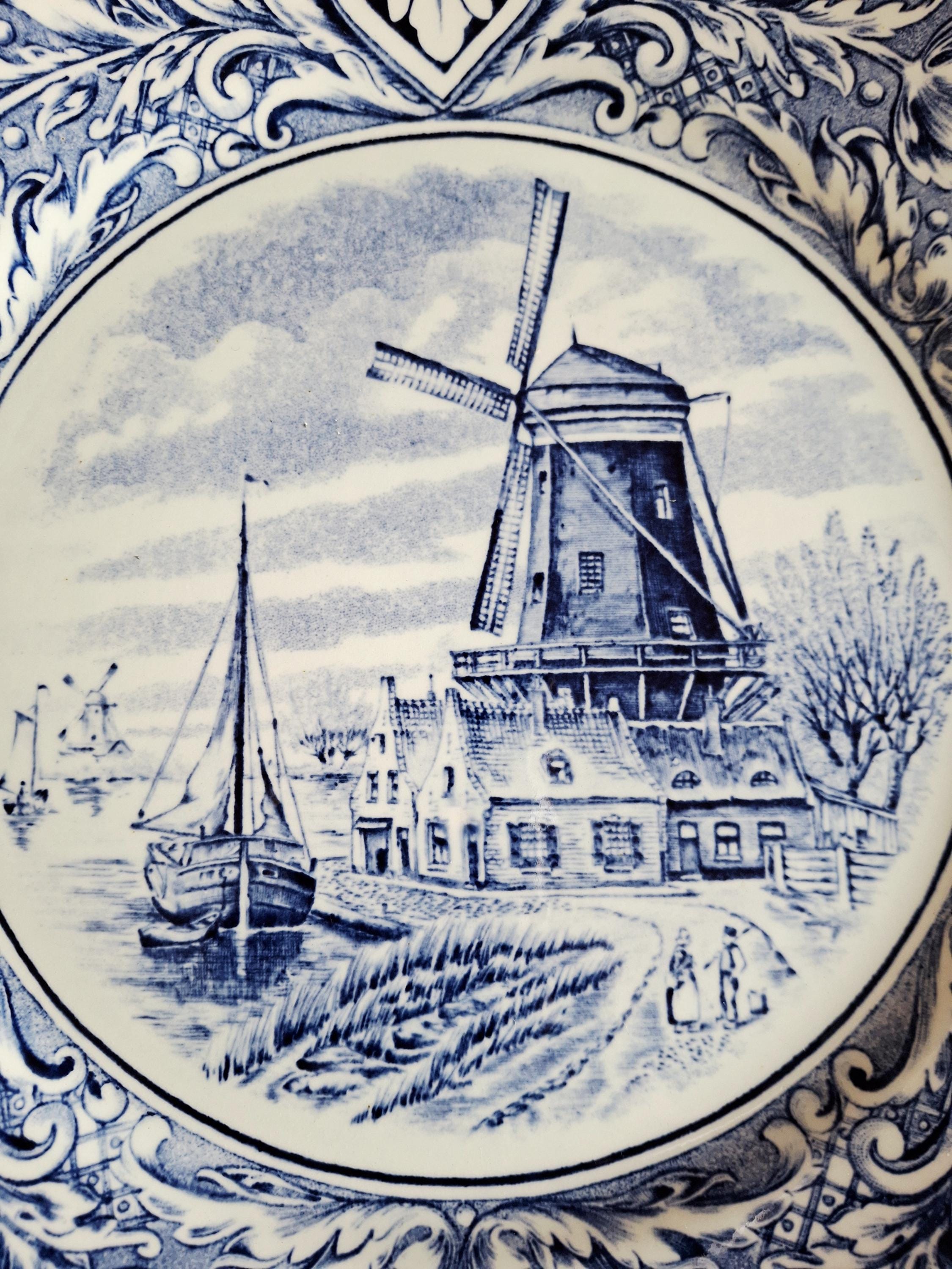 Two vintage Delft Blue Plates by Boch, 10 inches