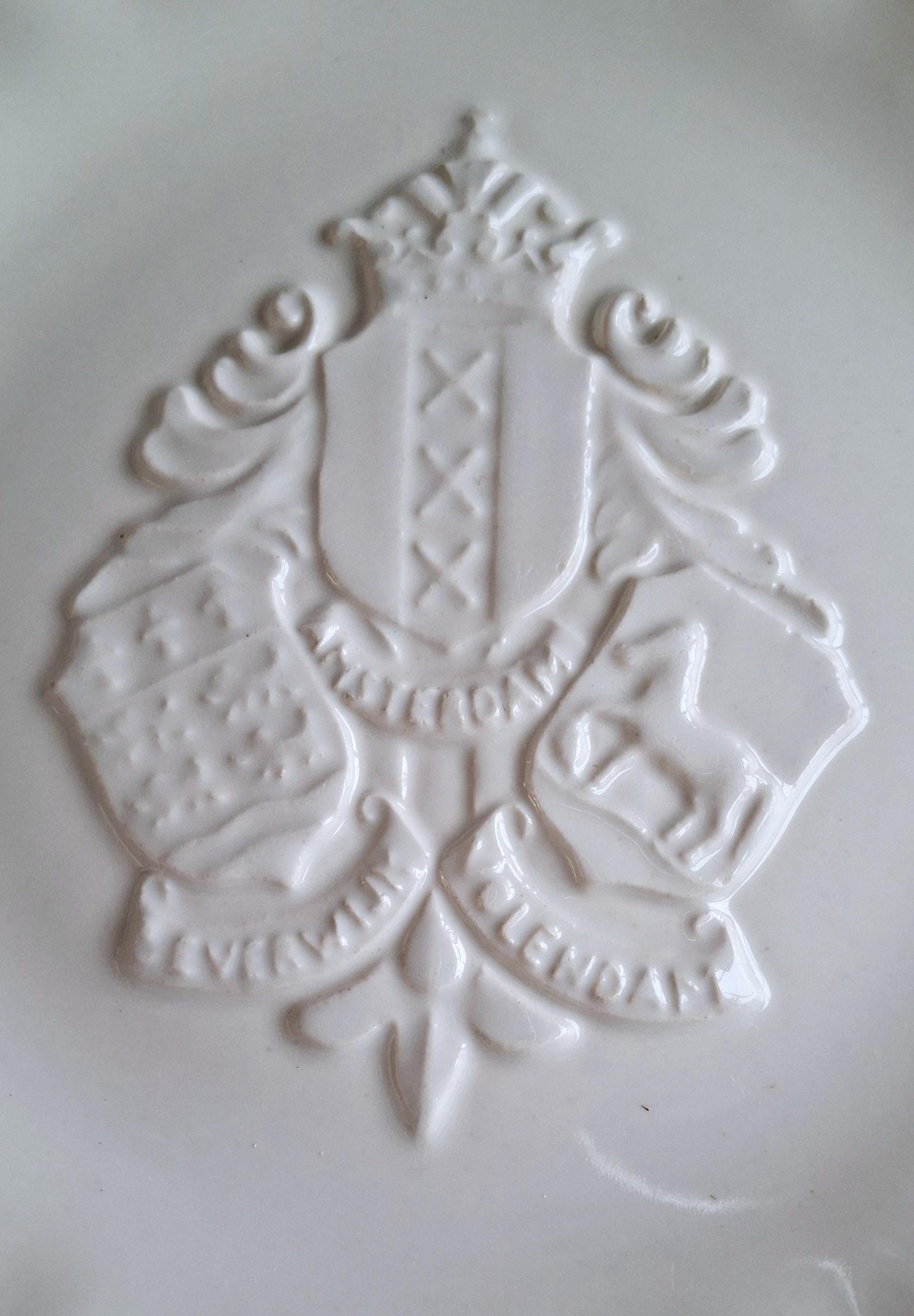 Commemorative porcelain plate, White glazed wall plate, Koninklijke Manufactuur Industrie
