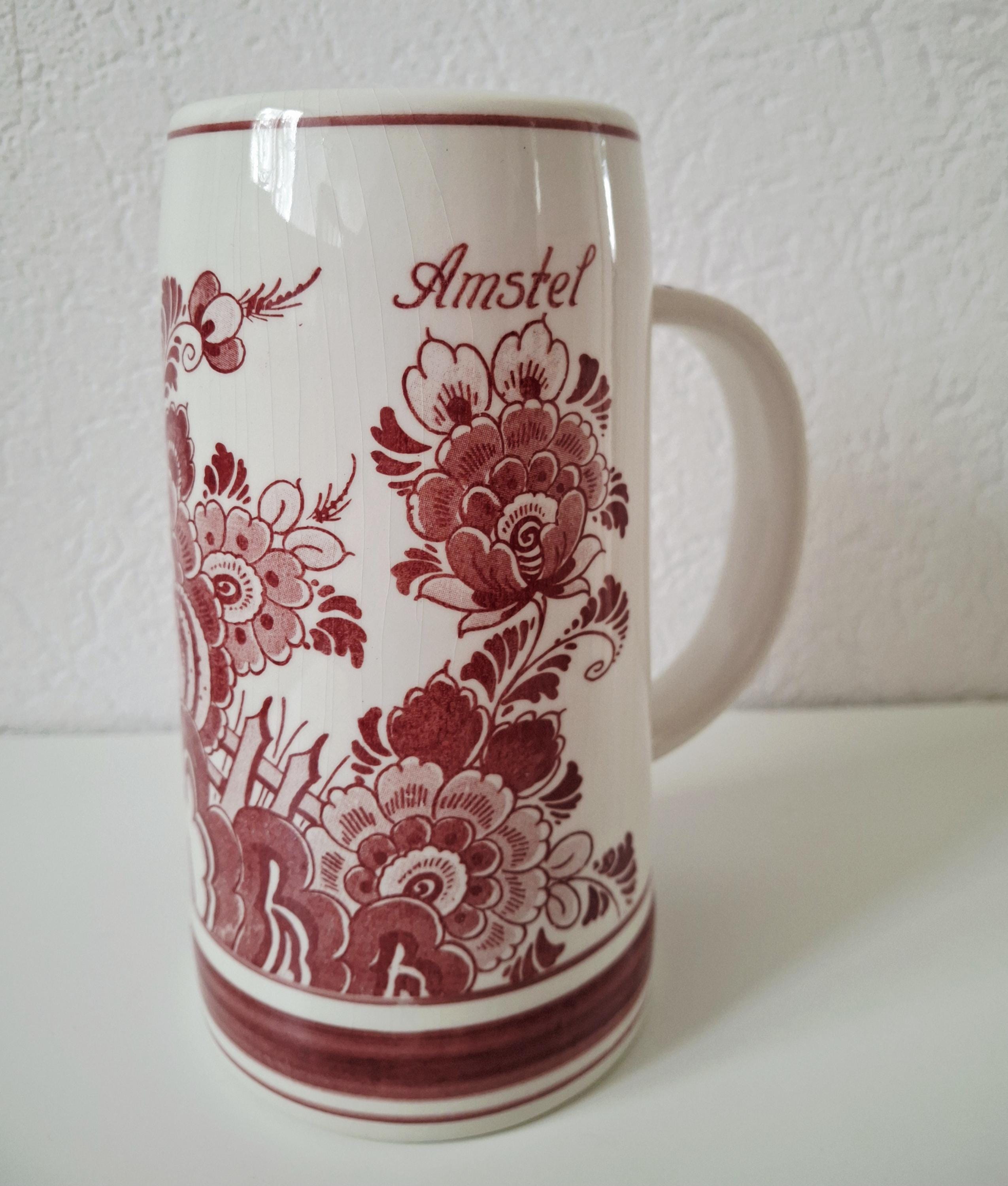 Delft Red Amstel beer mugs porcelain