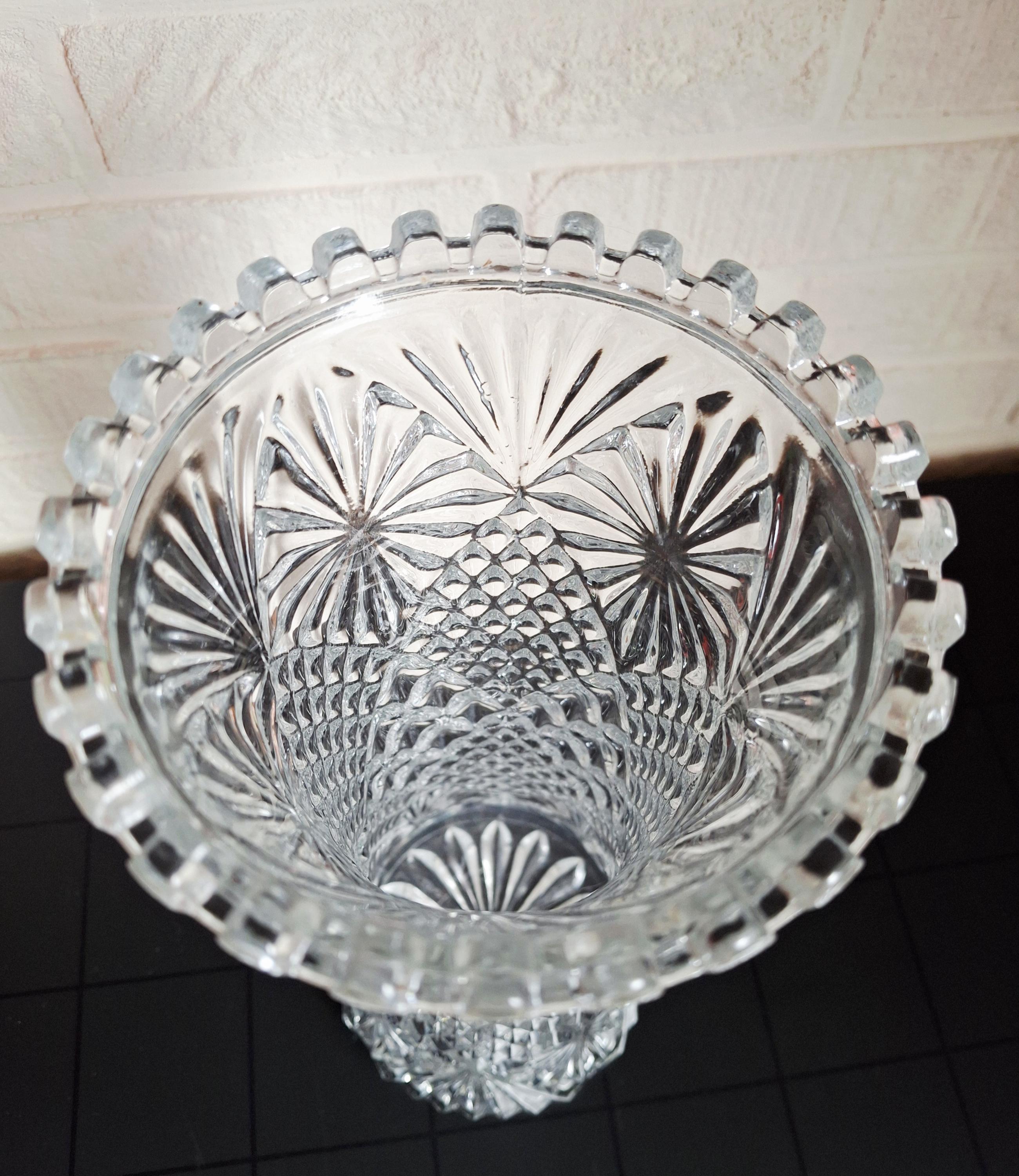 Vintage glass from Finland, Riihimäki crystal vase, 26 cm