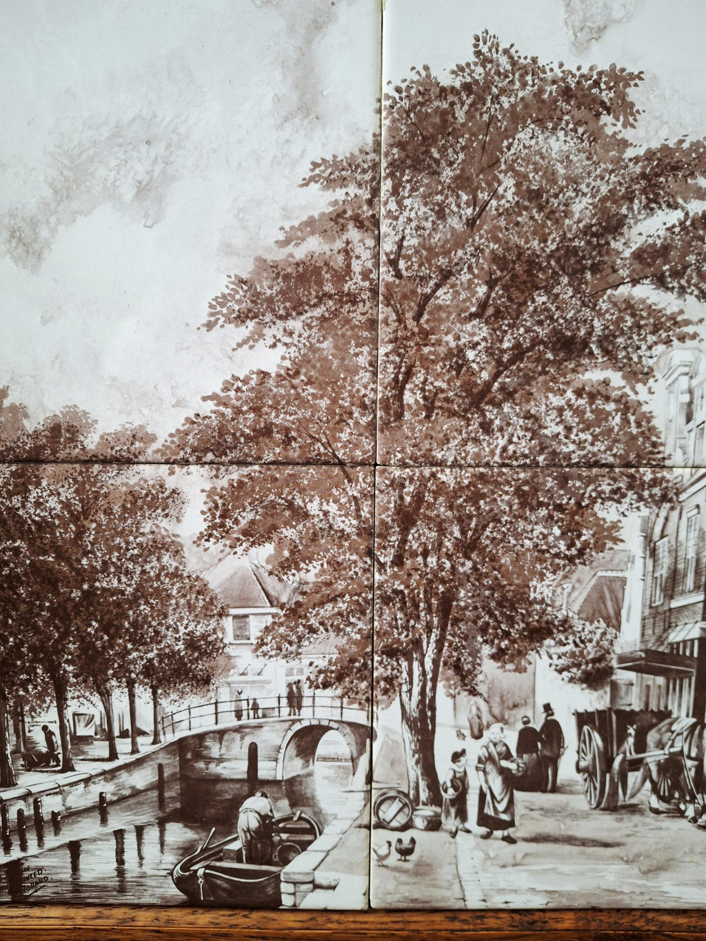 Delft tile panel, Dutch framed ceramic art