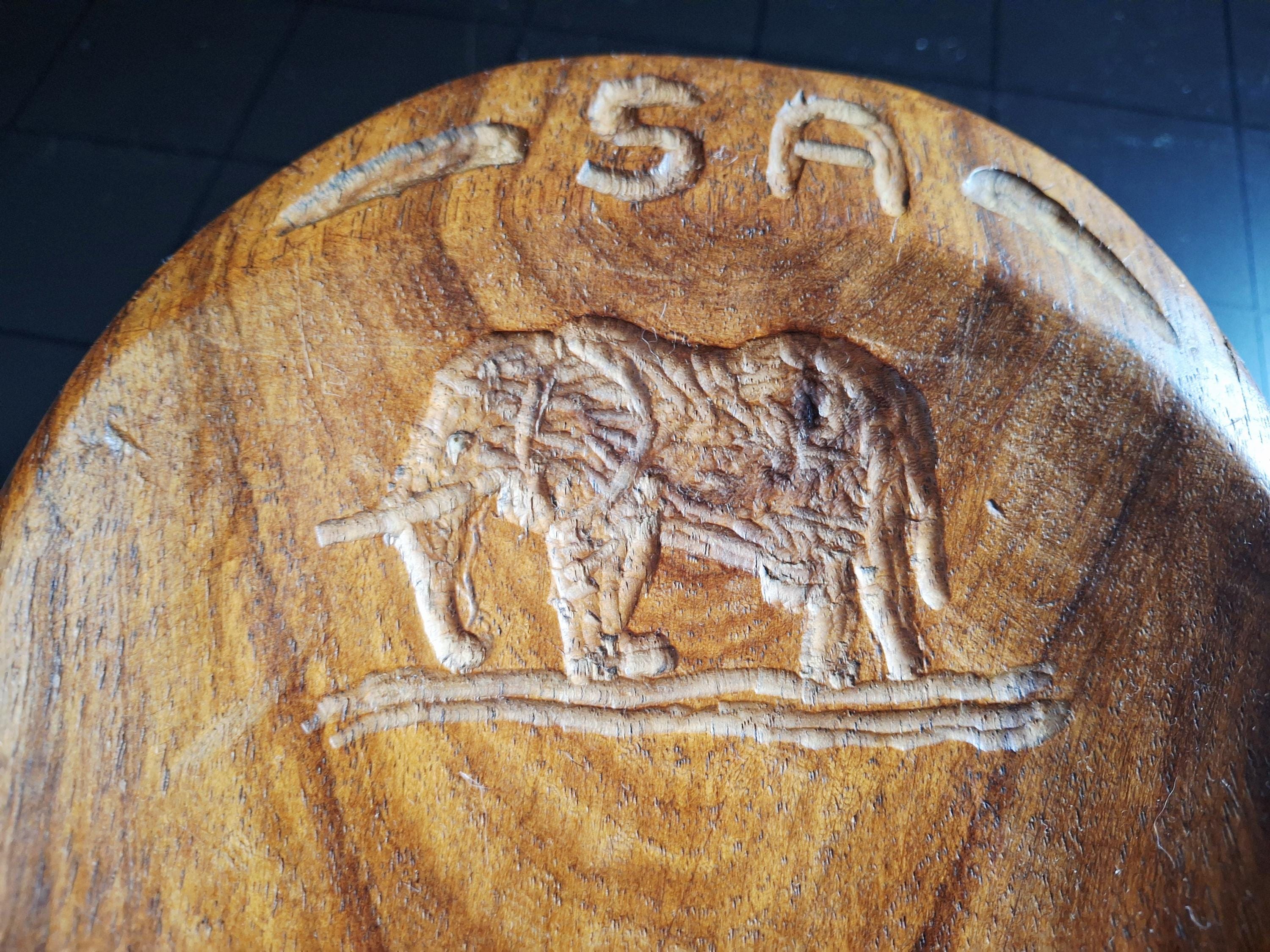 Hand-carved African kiaat bowl with elephant, Pretoria wooden centerpiece