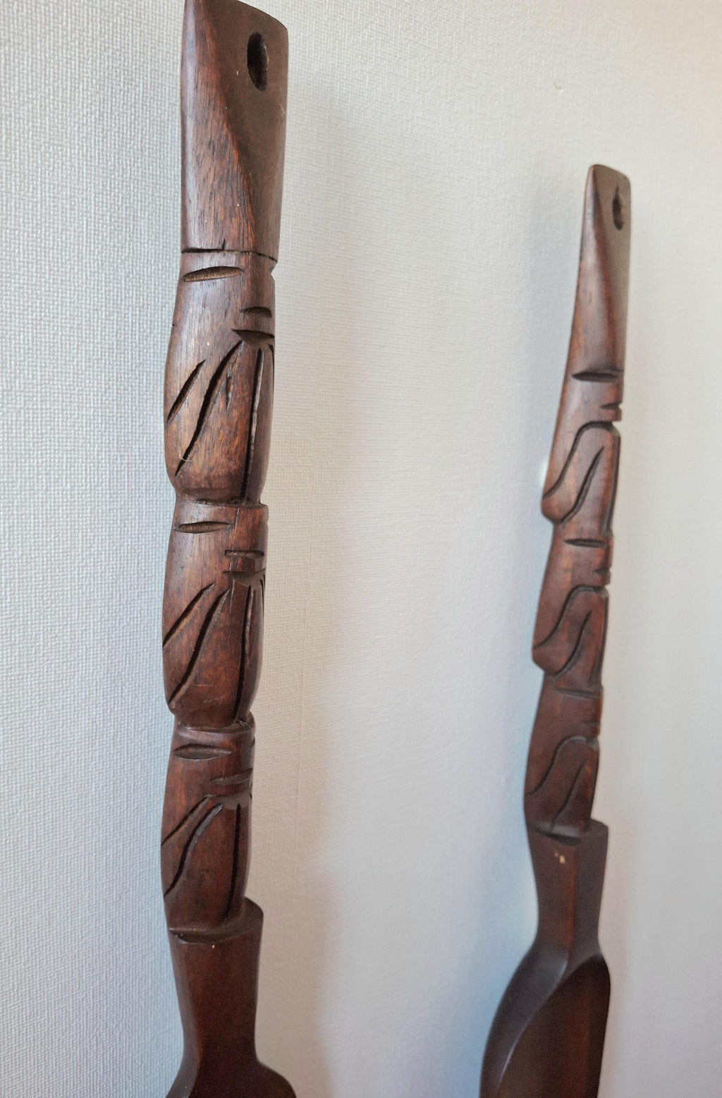 Large Tiki wall fork and spoon set