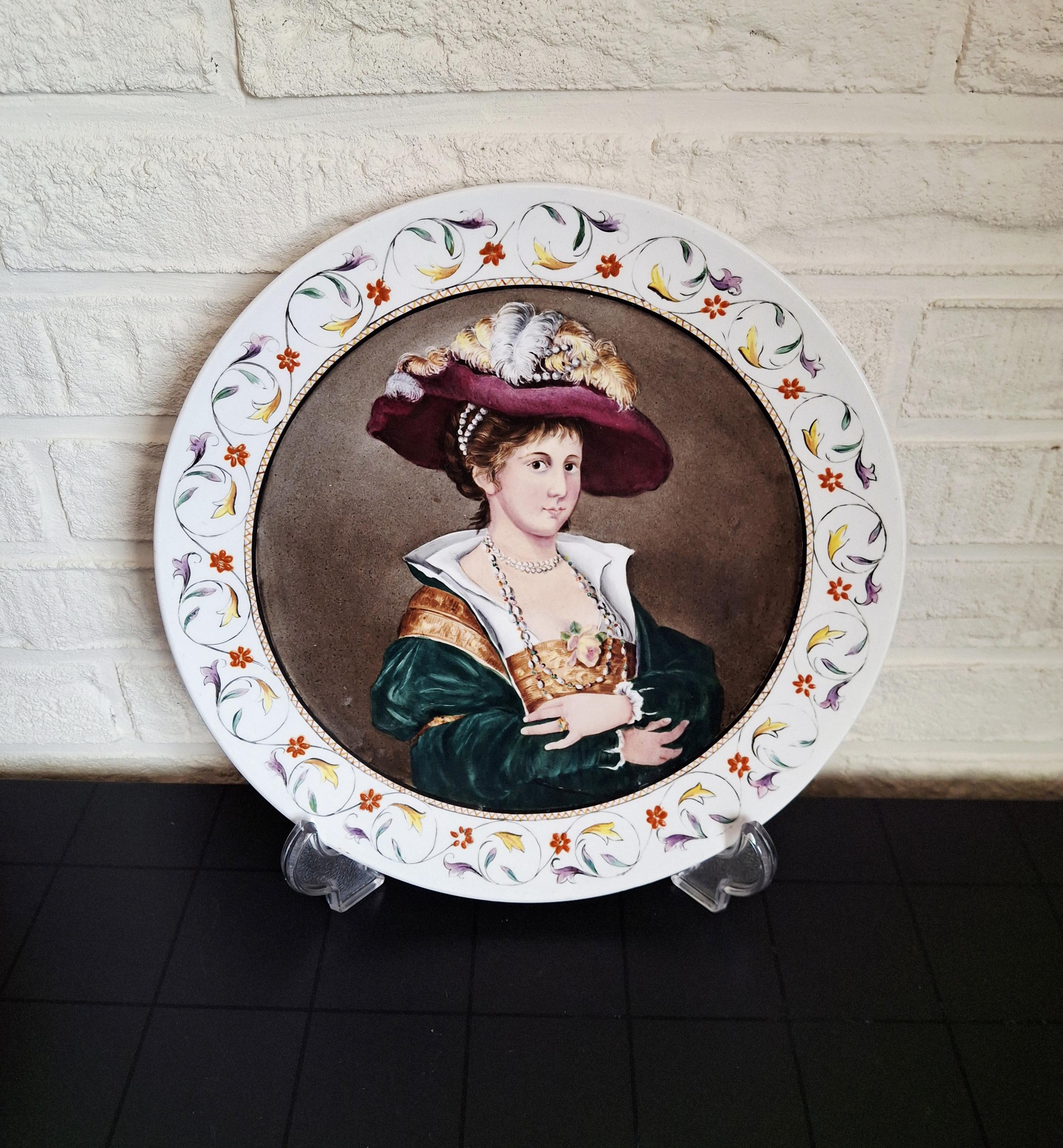 Hand painted porcelain portrait plate, Vienna style, c.1900