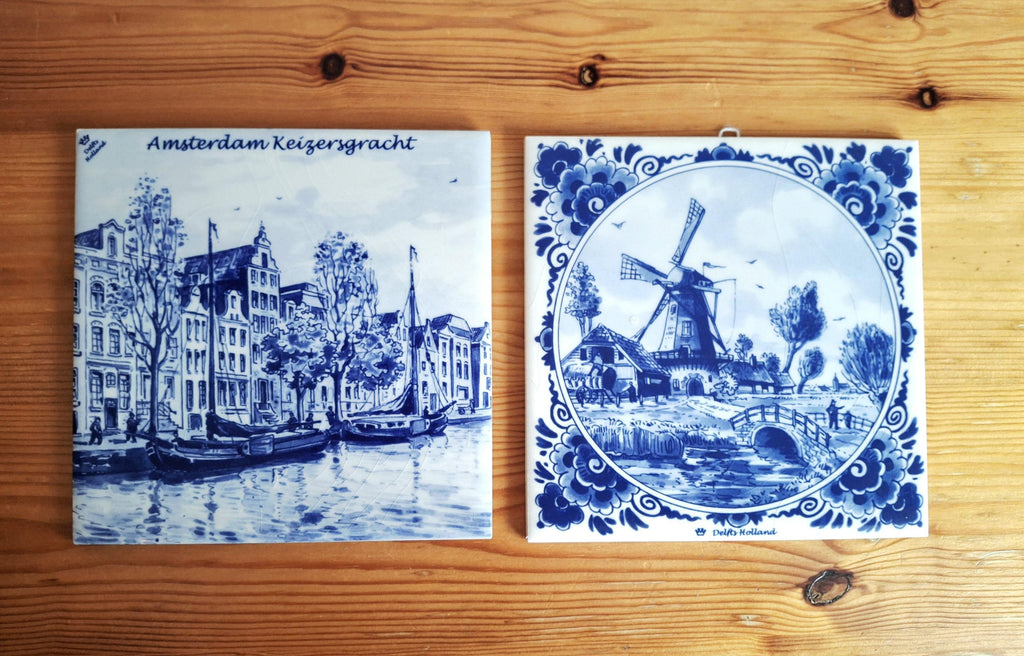 Set of two Delft Blue wall tiles