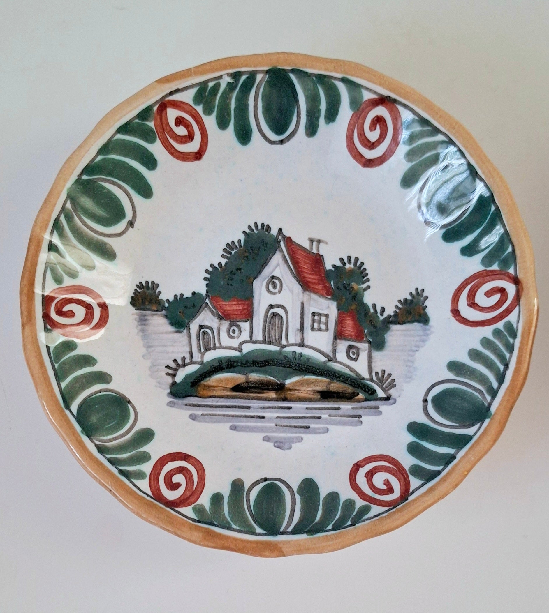 Pair of miniature Workum wall plates, Hand-painted dutch folk pottery