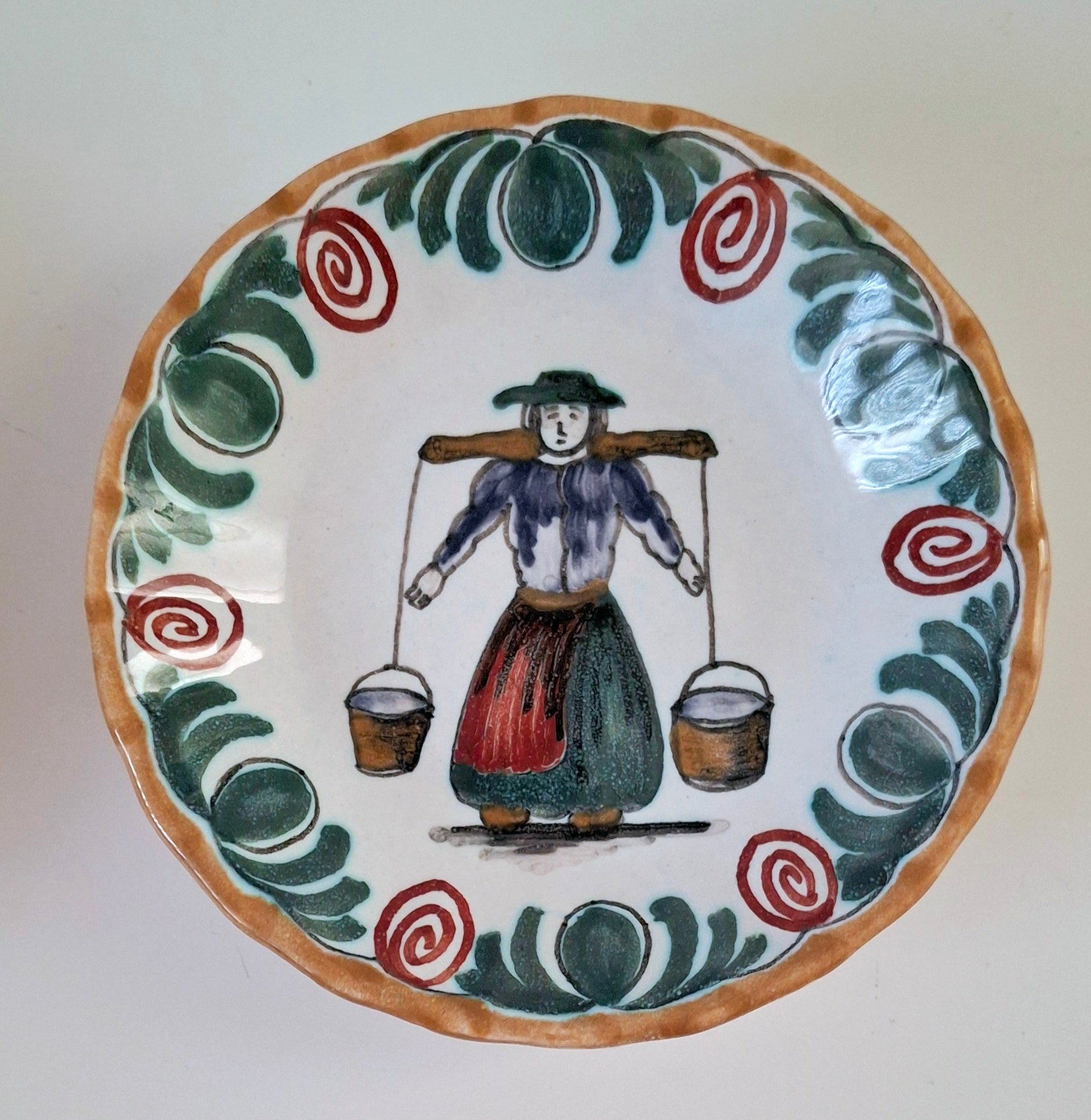 Pair of miniature Workum wall plates, Hand-painted dutch folk pottery