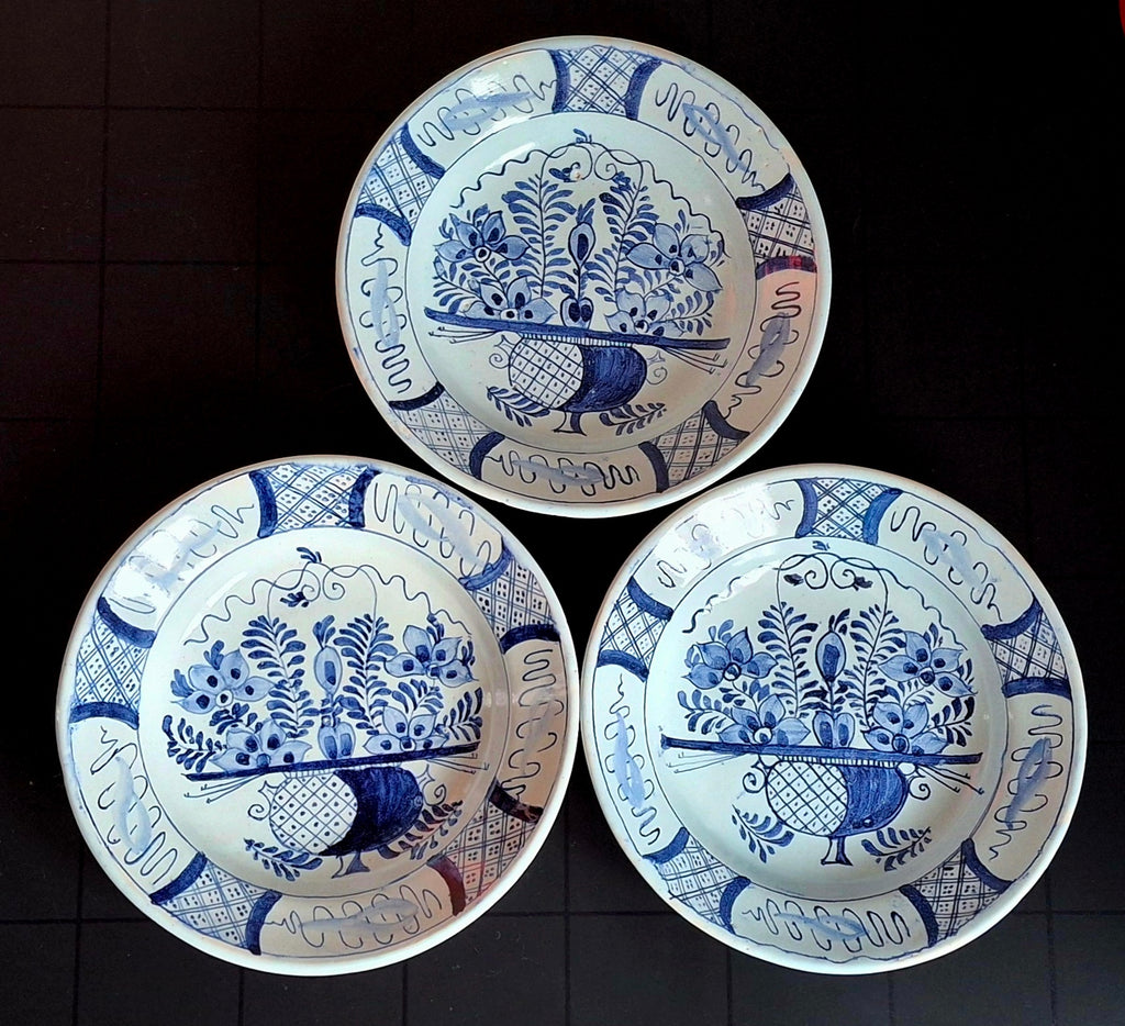 Set of three 19th century Delft-style decorative dutch plates