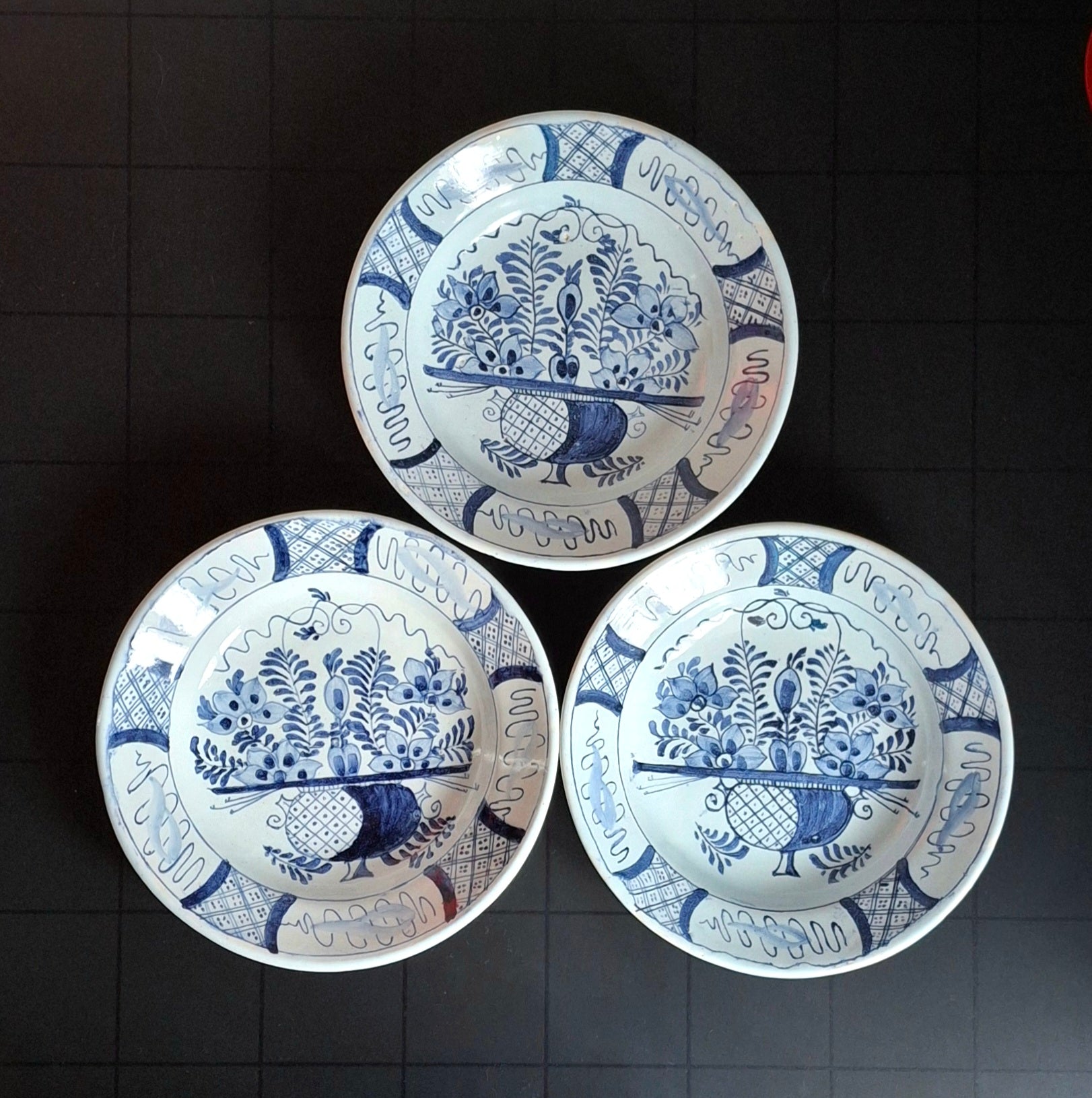 Set of three 19th century Delft-style decorative dutch plates