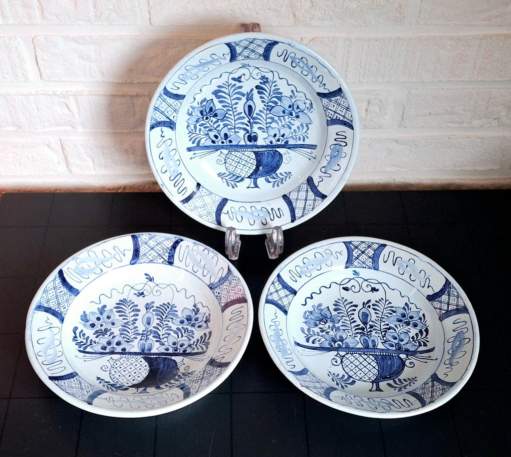 Set of three 19th century Delft-style decorative dutch plates
