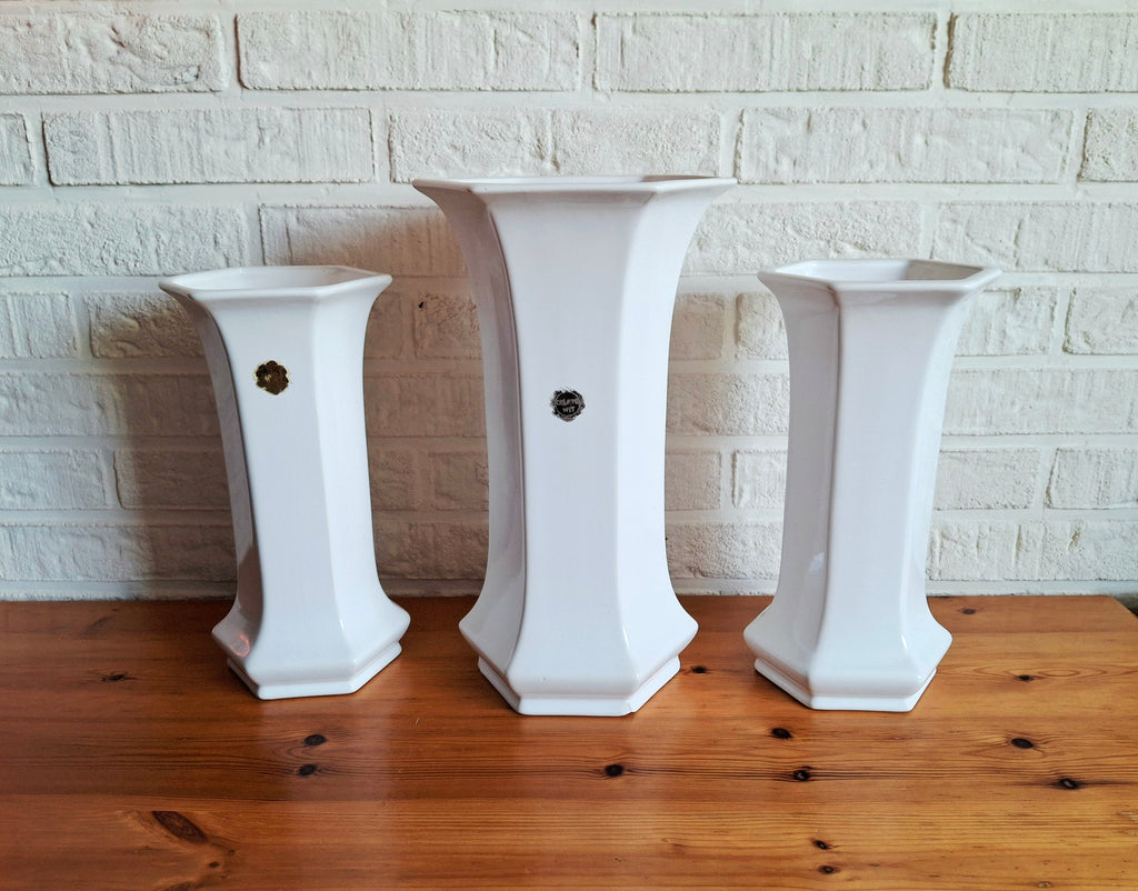 Delft white porcelain vase, set of three vases