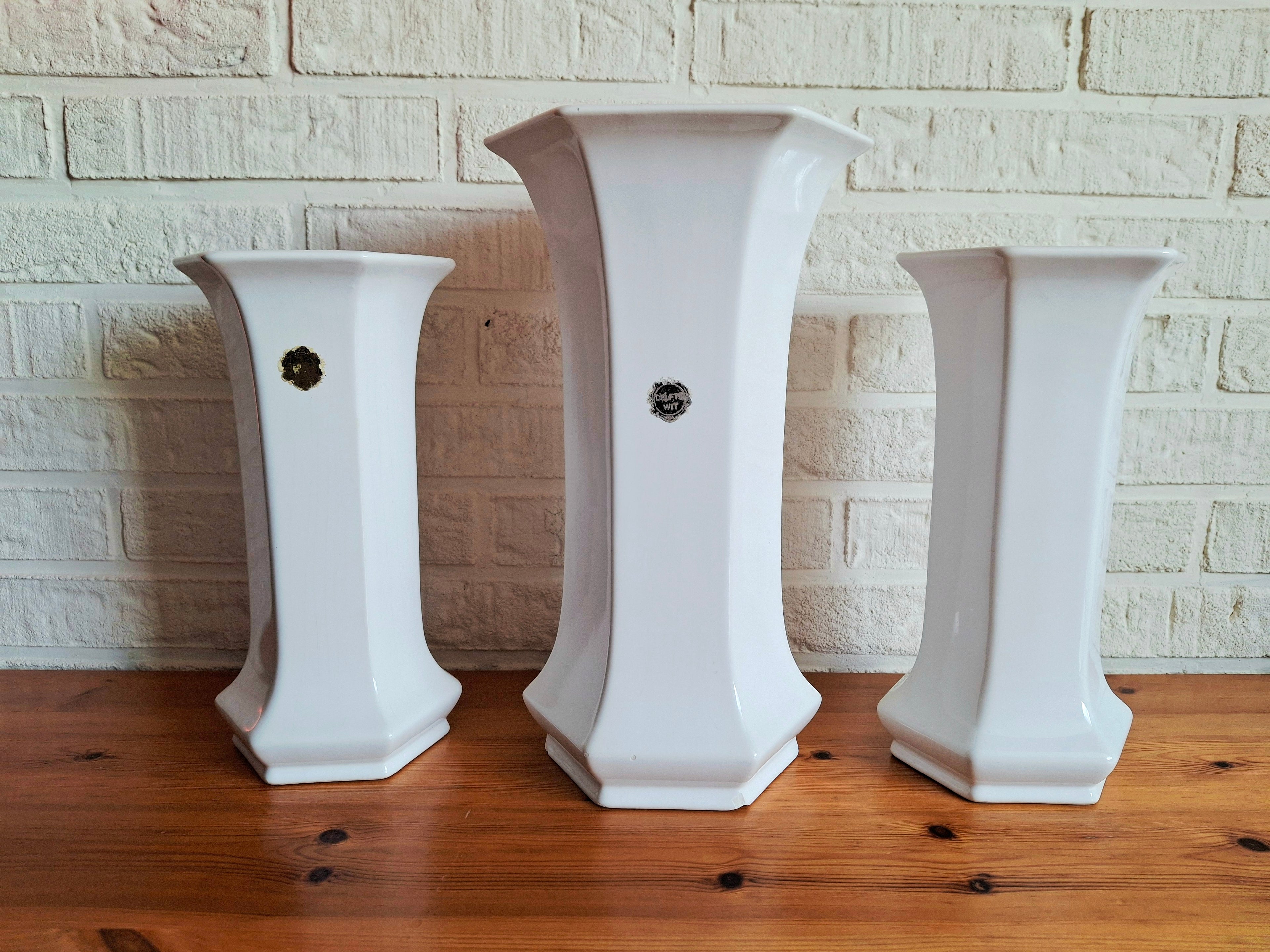 Delft white porcelain vase, set of three vases