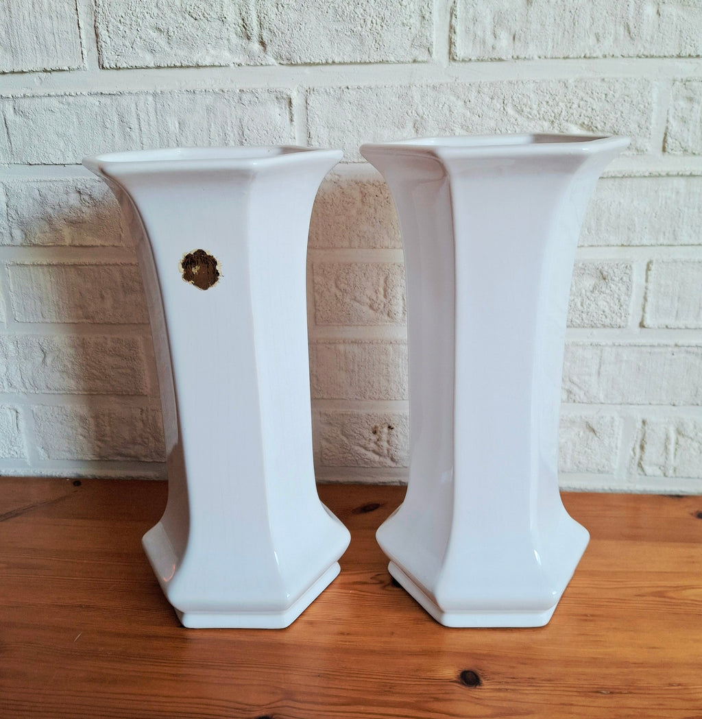 Delft white porcelain vase, set of three vases