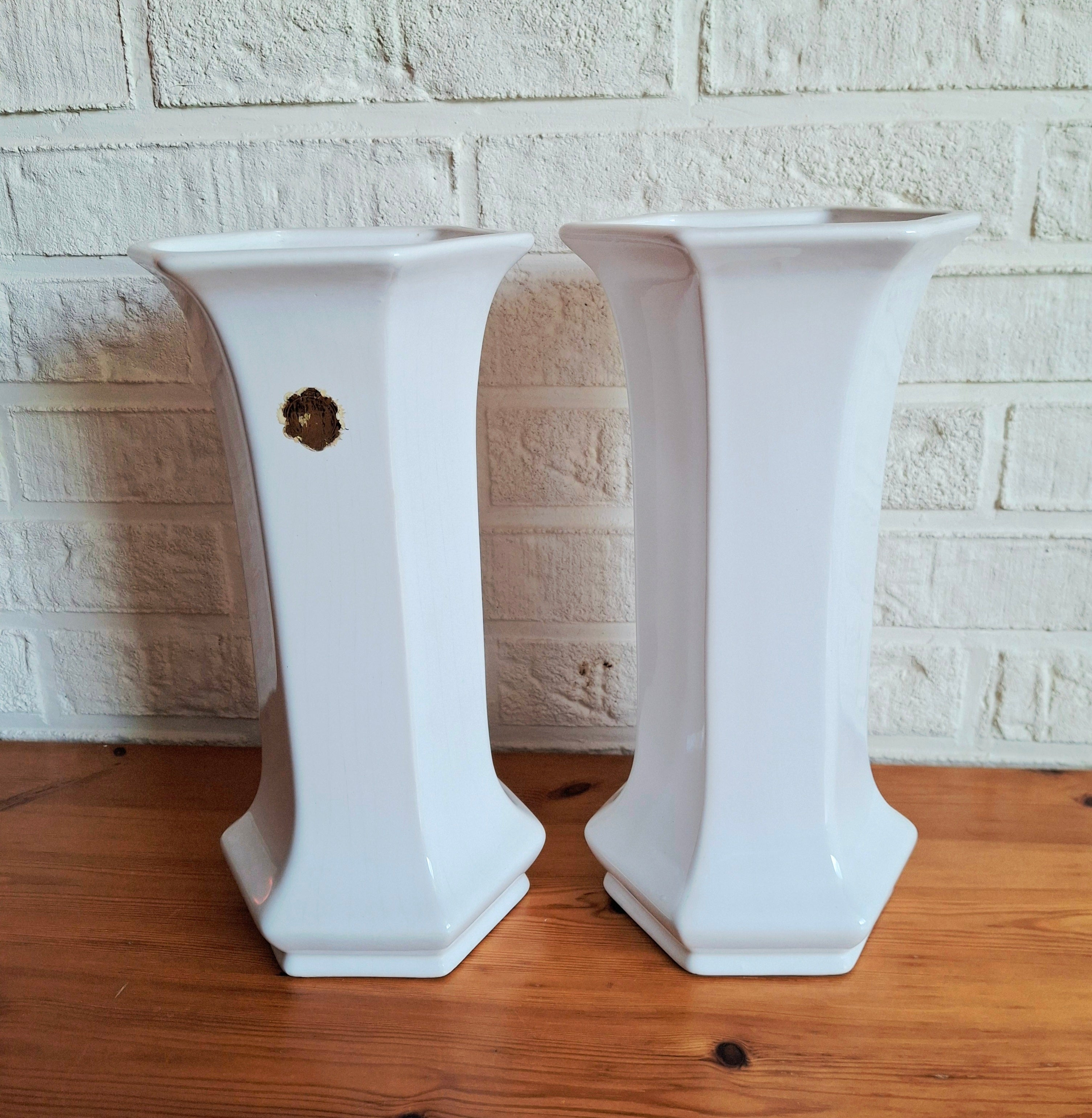 Delft white porcelain vase, set of three vases