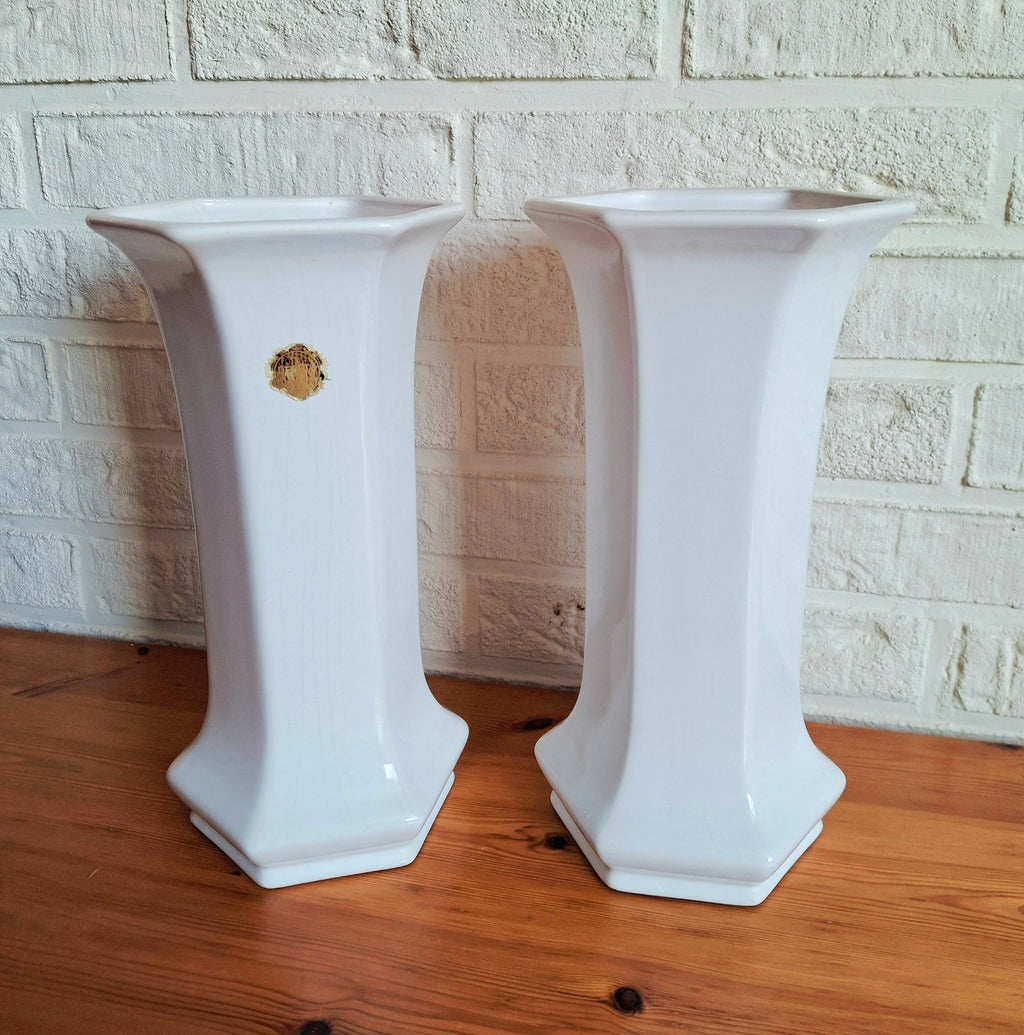 Delft white porcelain vase, set of three vases