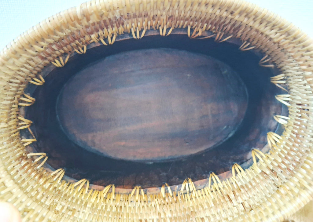 Lombok Indonesia wood & rattan trinket box